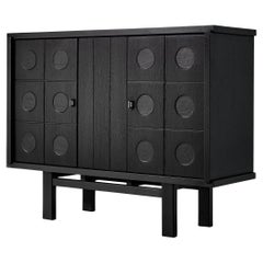 Armoire belge brutaliste en Oak Oak laqué noir