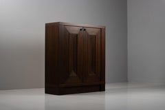 Belgian Brutalist Cabinet in Dark Oak, De Coene Tradition, 1950s