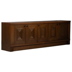 Armadio belga brutalista in Oak Oak scuro, De Coene Tradition, anni '50