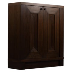 Belgian Brutalist Cabinet in Dark Oak, De Coene Tradition, 1950s