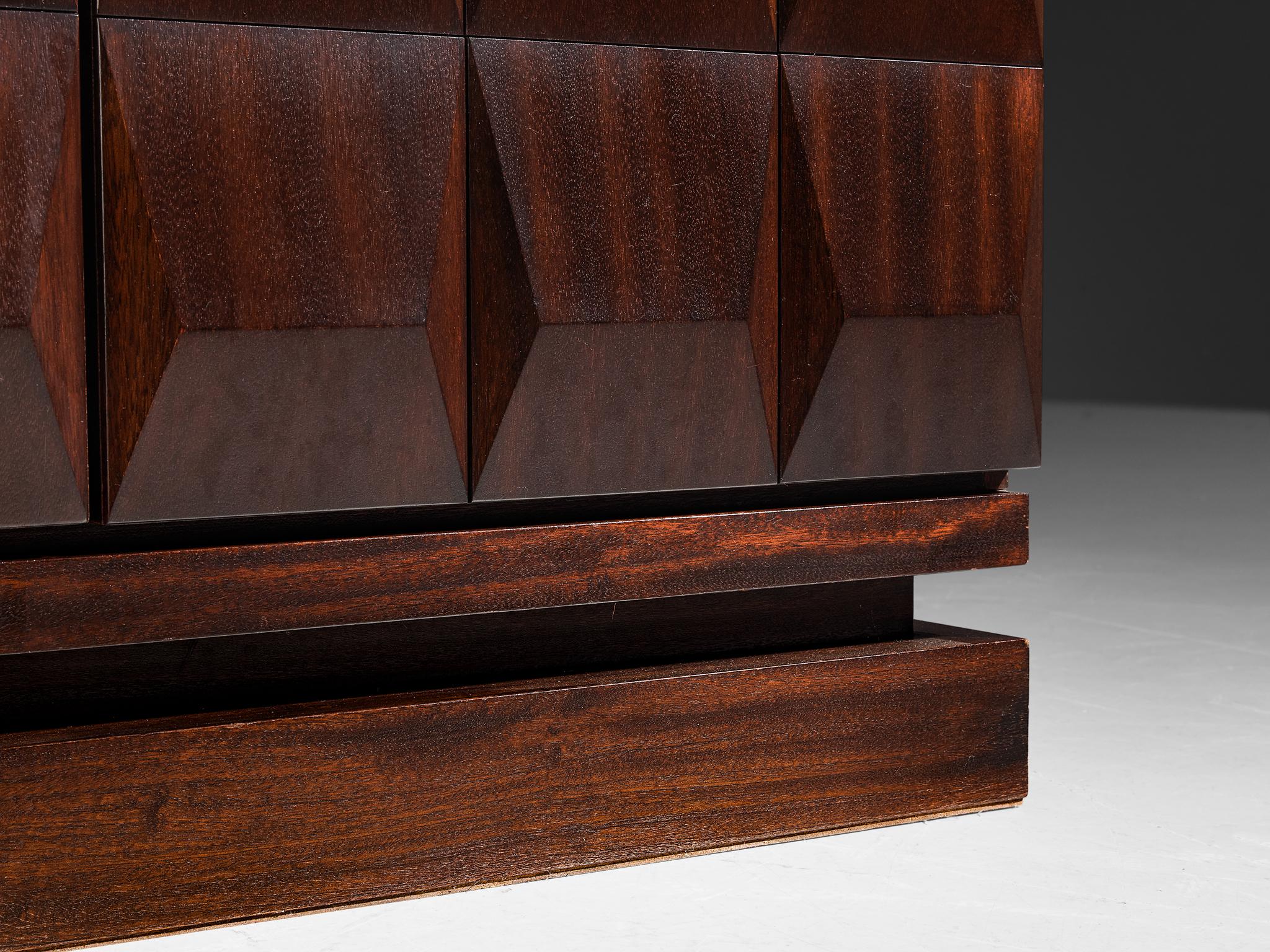 Post-Modern Belgian Brutalist Cabinet in Stained Oak