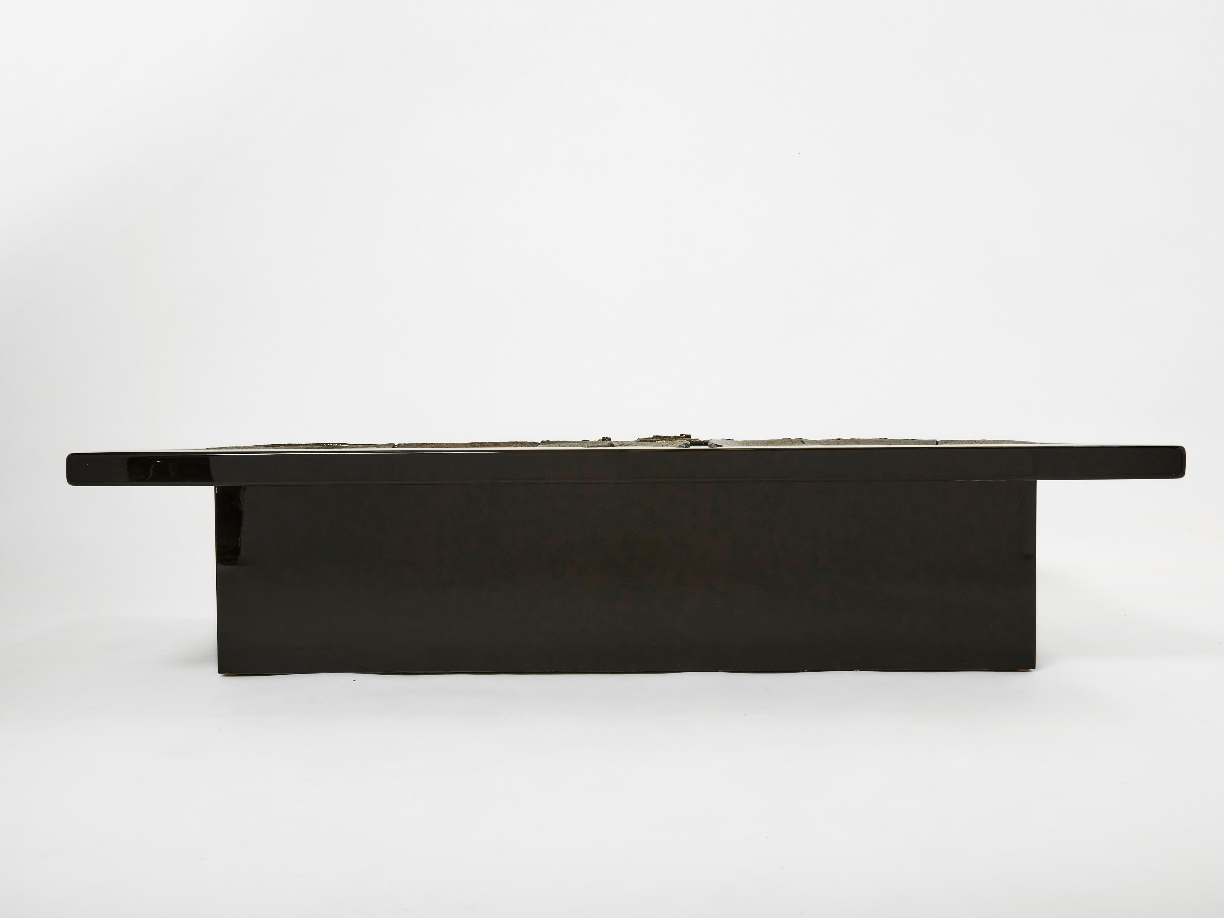Late 20th Century Belgian Brutalist Ceramic Lacquer Coffee Table by Pia Manu 1970s For Sale
