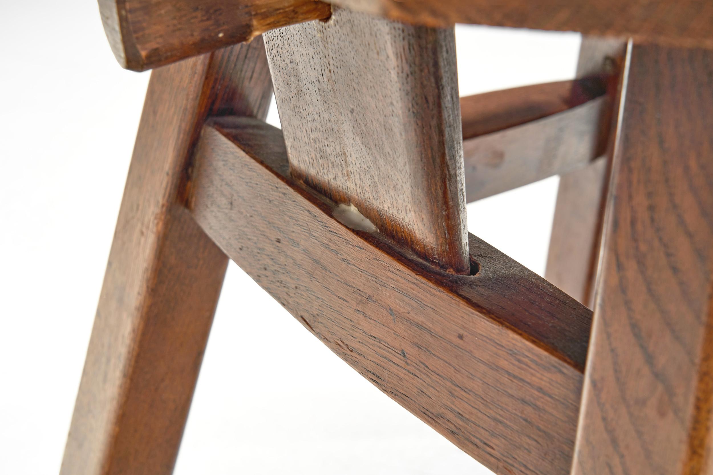 Belgian Brutalist Chairs in Heavy Oak, Belgium 1970s 10