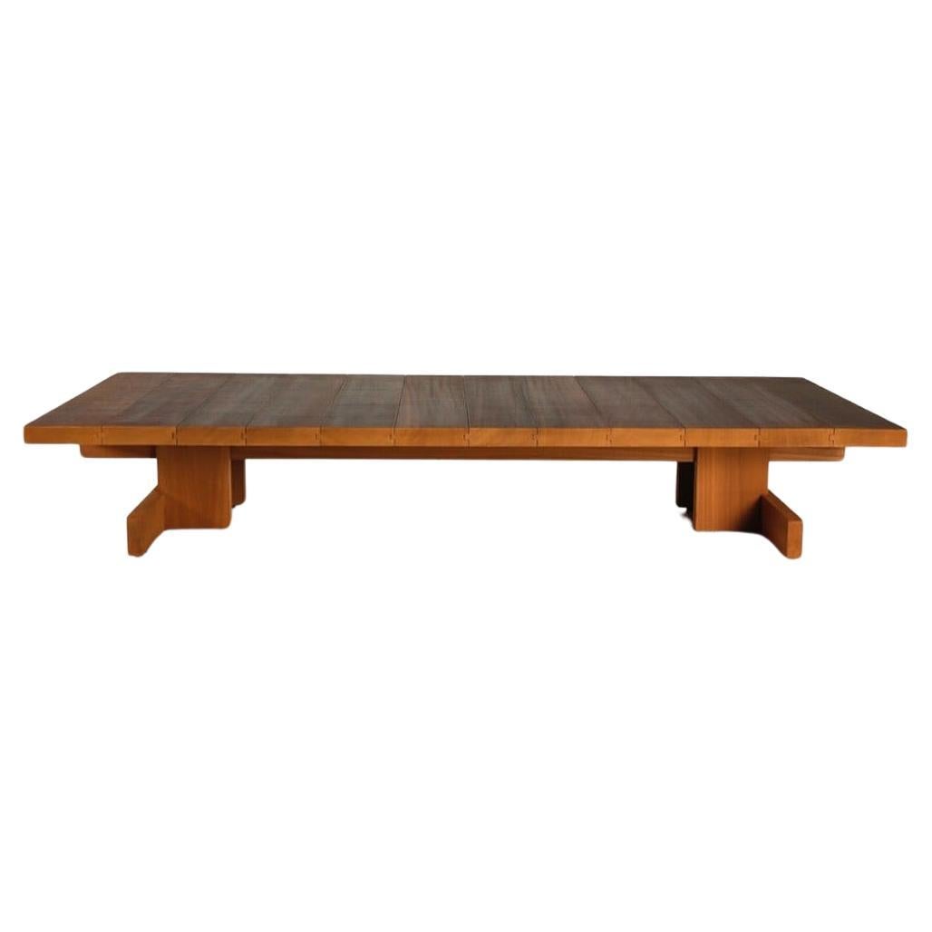 99" Belgian Brutalist Coffee Table in Solid Ayous Wood For Sale