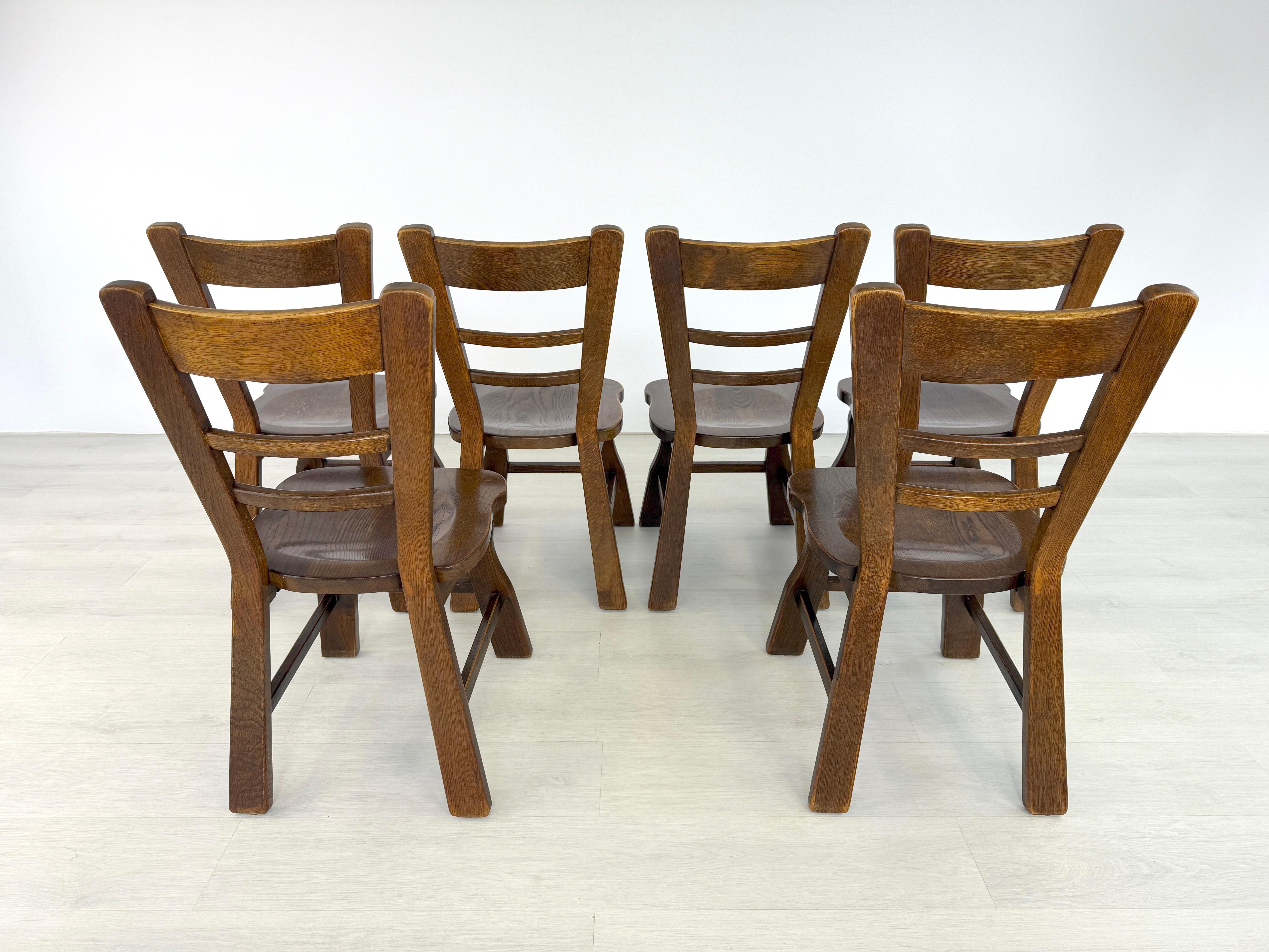 Chaises de salle à manger belges brutalistes - Lot de 6 Bon état - En vente à Bridgeport, CT