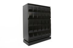 Belgian Brutalist Graphical Black Highboard, 1970s