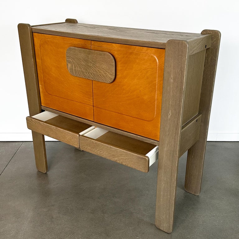 Belgian Brutalist Leather Front 2 Door For Sale at 1stDibs