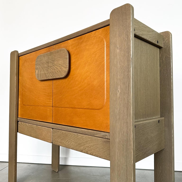 Belgian Brutalist Leather Front 2 Door For Sale at 1stDibs