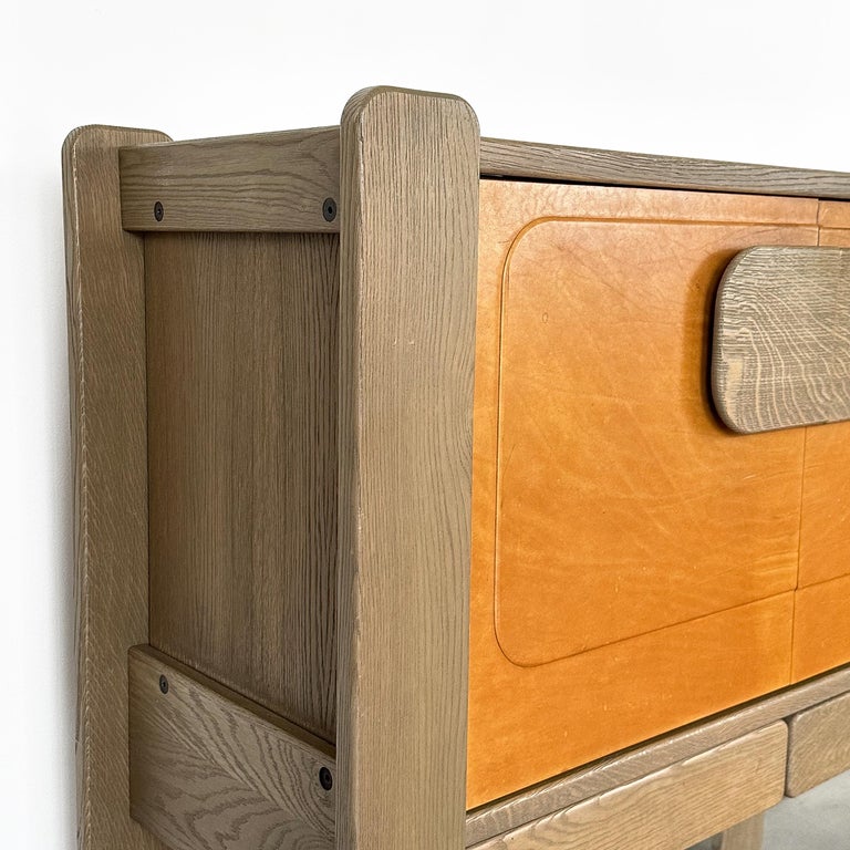 Belgian Brutalist Leather Front 2 Door For Sale at 1stDibs
