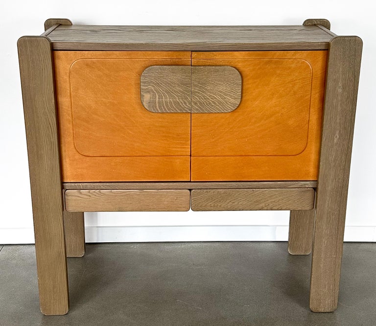 Belgian Brutalist Leather Front 2 Door For Sale at 1stDibs