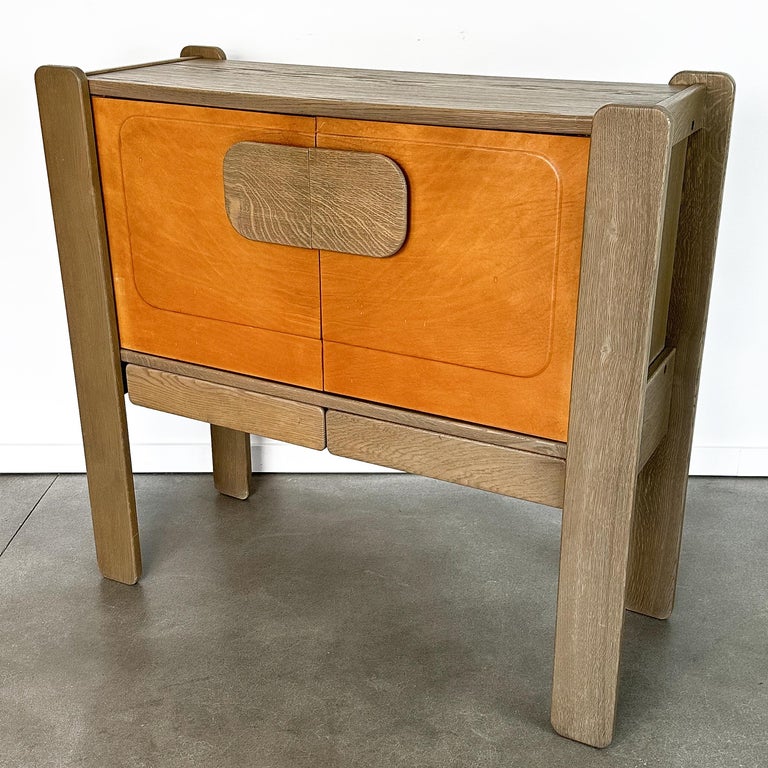 Belgian Brutalist Leather Front 2 Door For Sale at 1stDibs