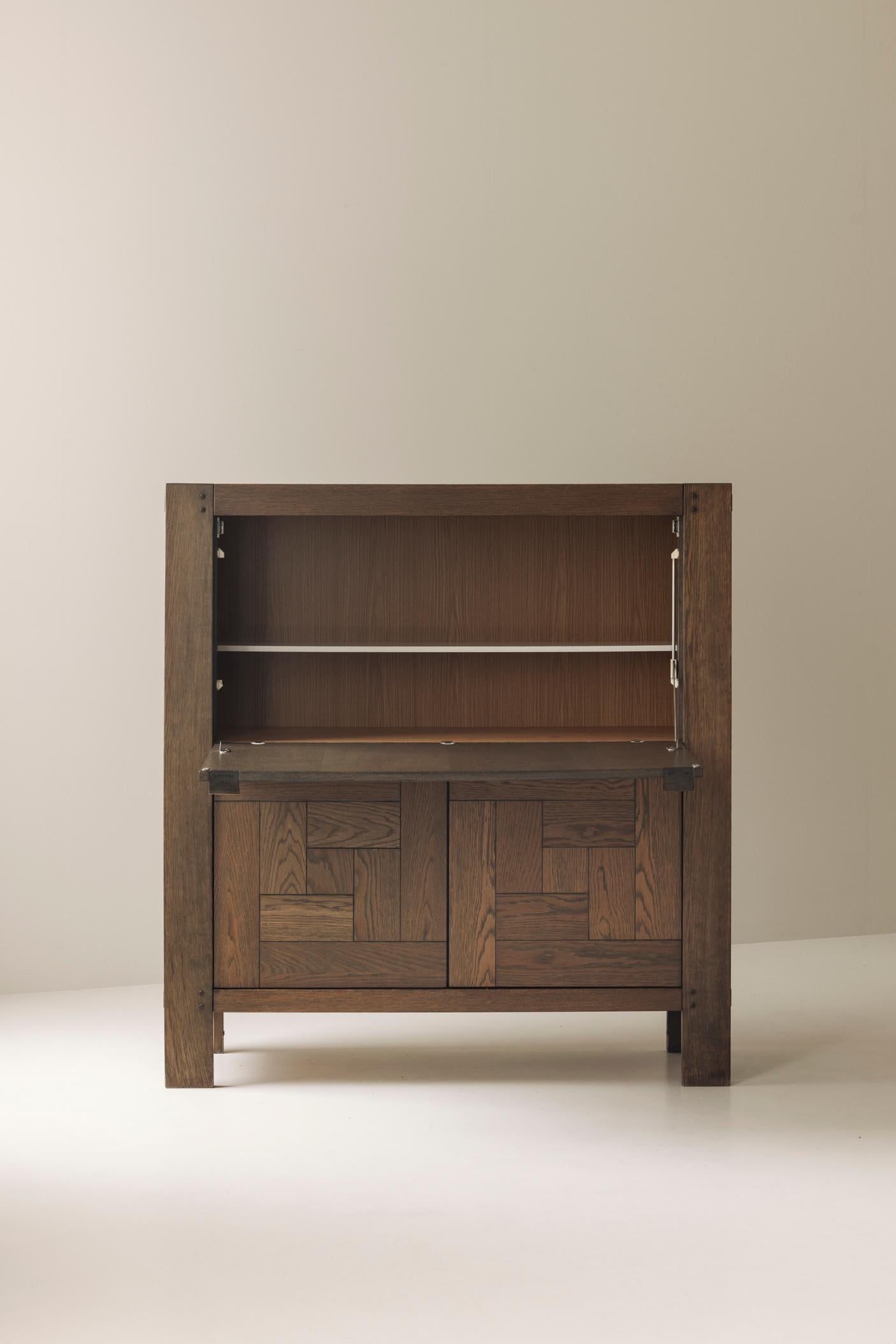 Belgian Brutalist “Modena” highboard with graphical doors by Frans Defour, 1970s In Good Condition For Sale In Antwerp, BE