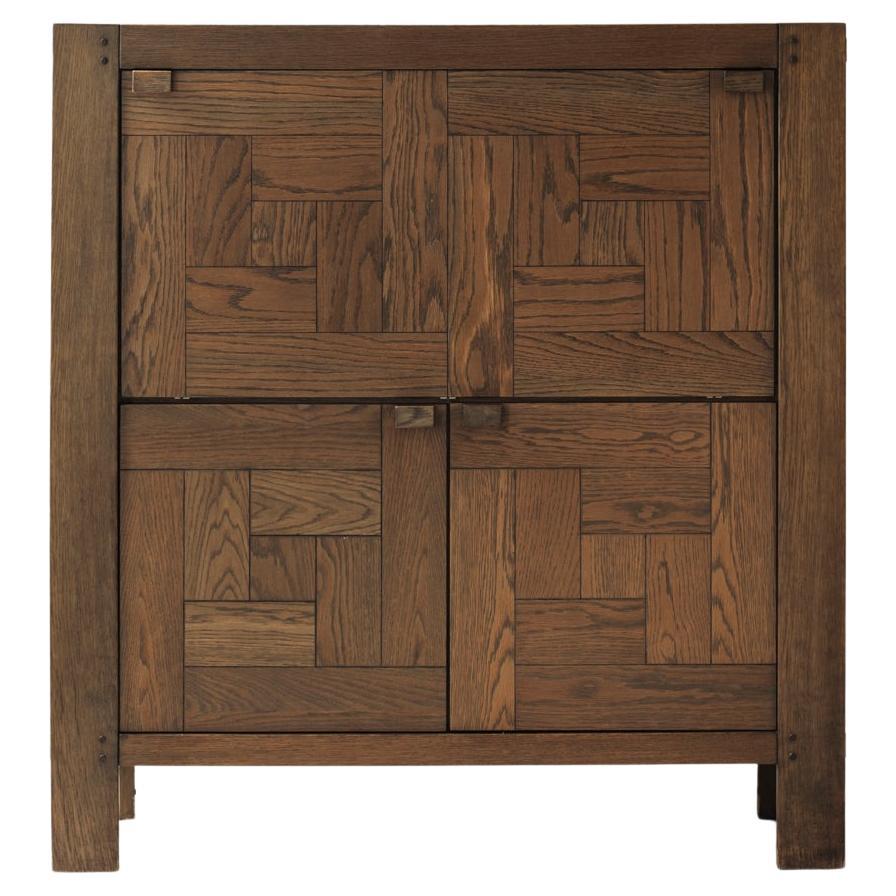 Belgian Brutalist “Modena” highboard with graphical doors by Frans Defour, 1970s For Sale