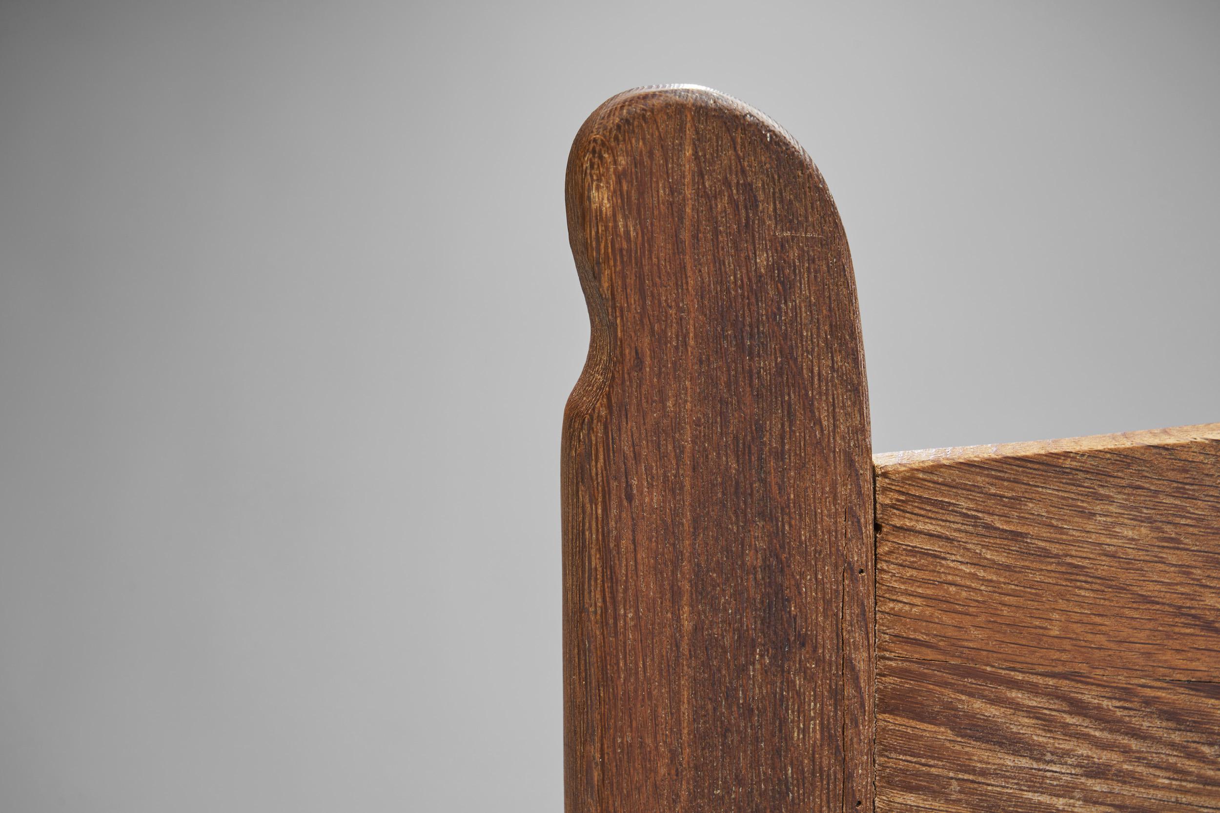 Belgian Brutalist Oak Dining Chair, Belgium 1970s For Sale 7