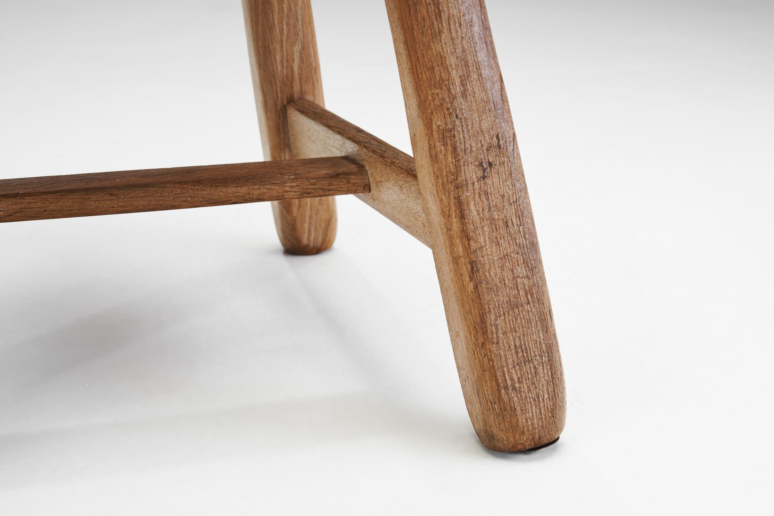 Belgian Brutalist Oak Dining Chair, Belgium 1970s For Sale 11