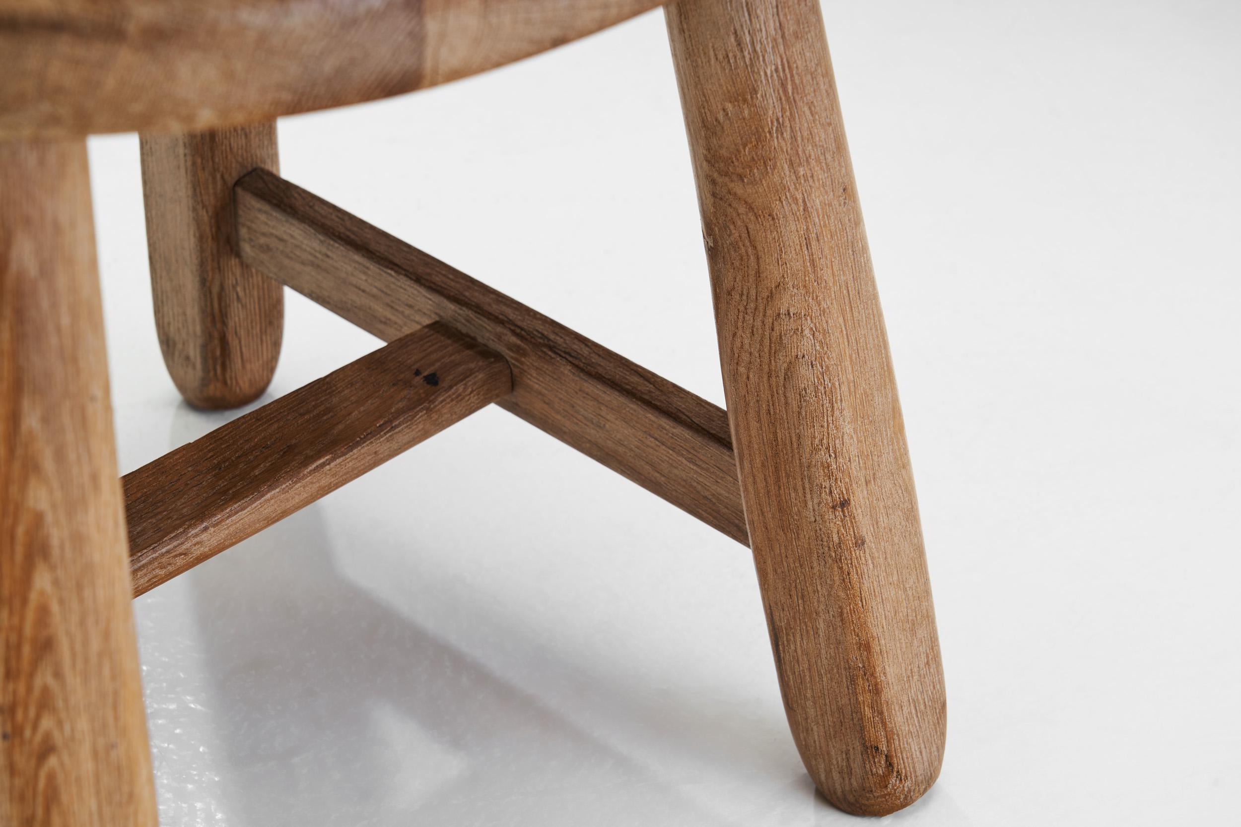 Belgian Brutalist Oak Dining Chair, Belgium 1970s For Sale 12