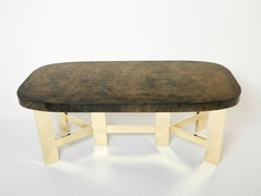 Belgian brutalist resin and brass dining table 1970