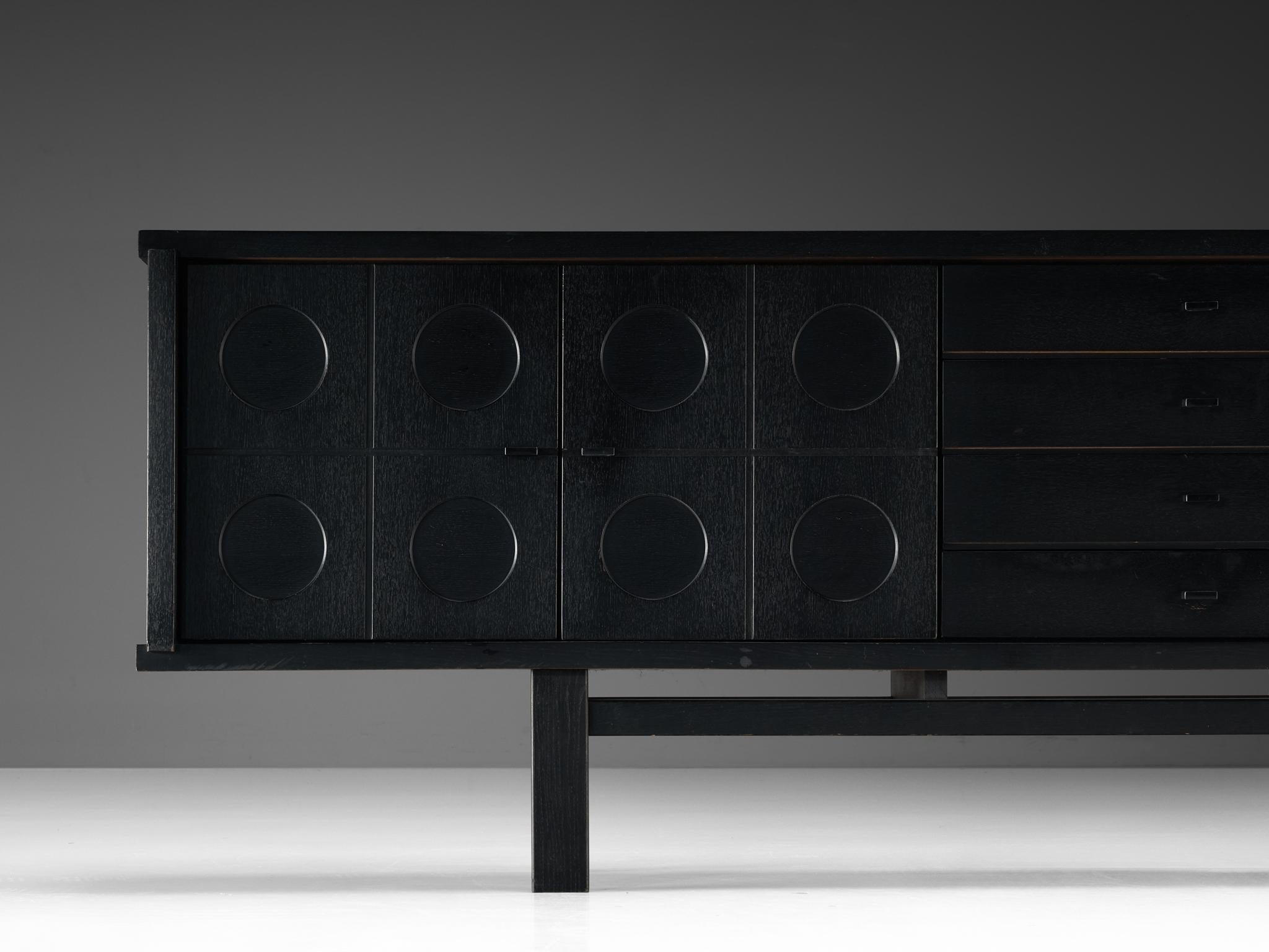 Belge Buffet brutal belge en frêne laqué noir en vente