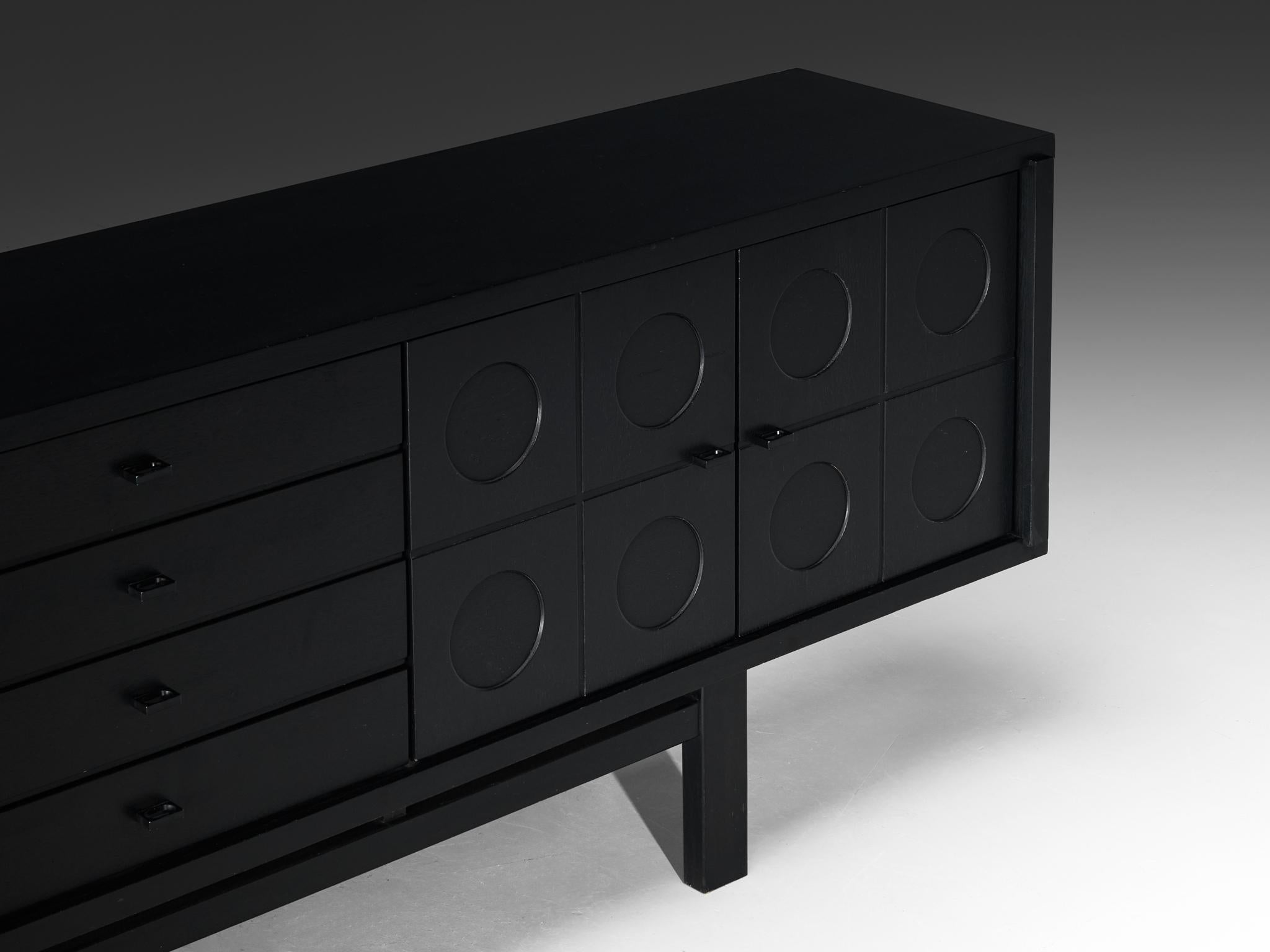 Aluminium Buffet brutal belge en frêne laqué noir en vente