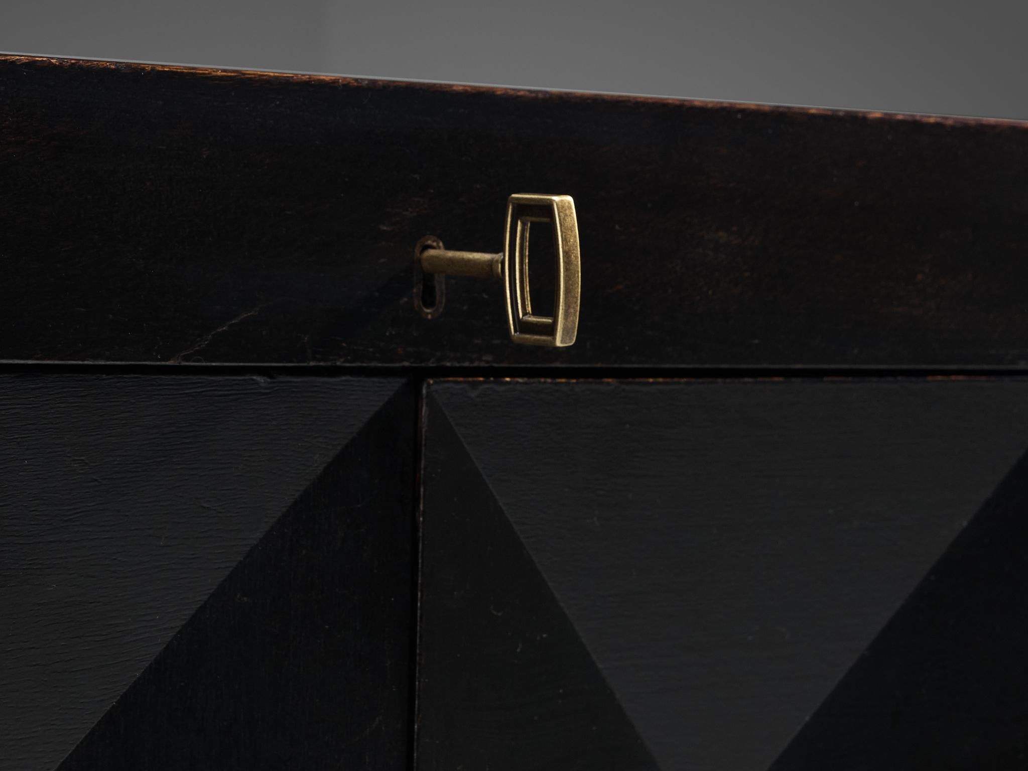 Belgian Brutalist Sideboard in Black Lacquered Oak For Sale 2