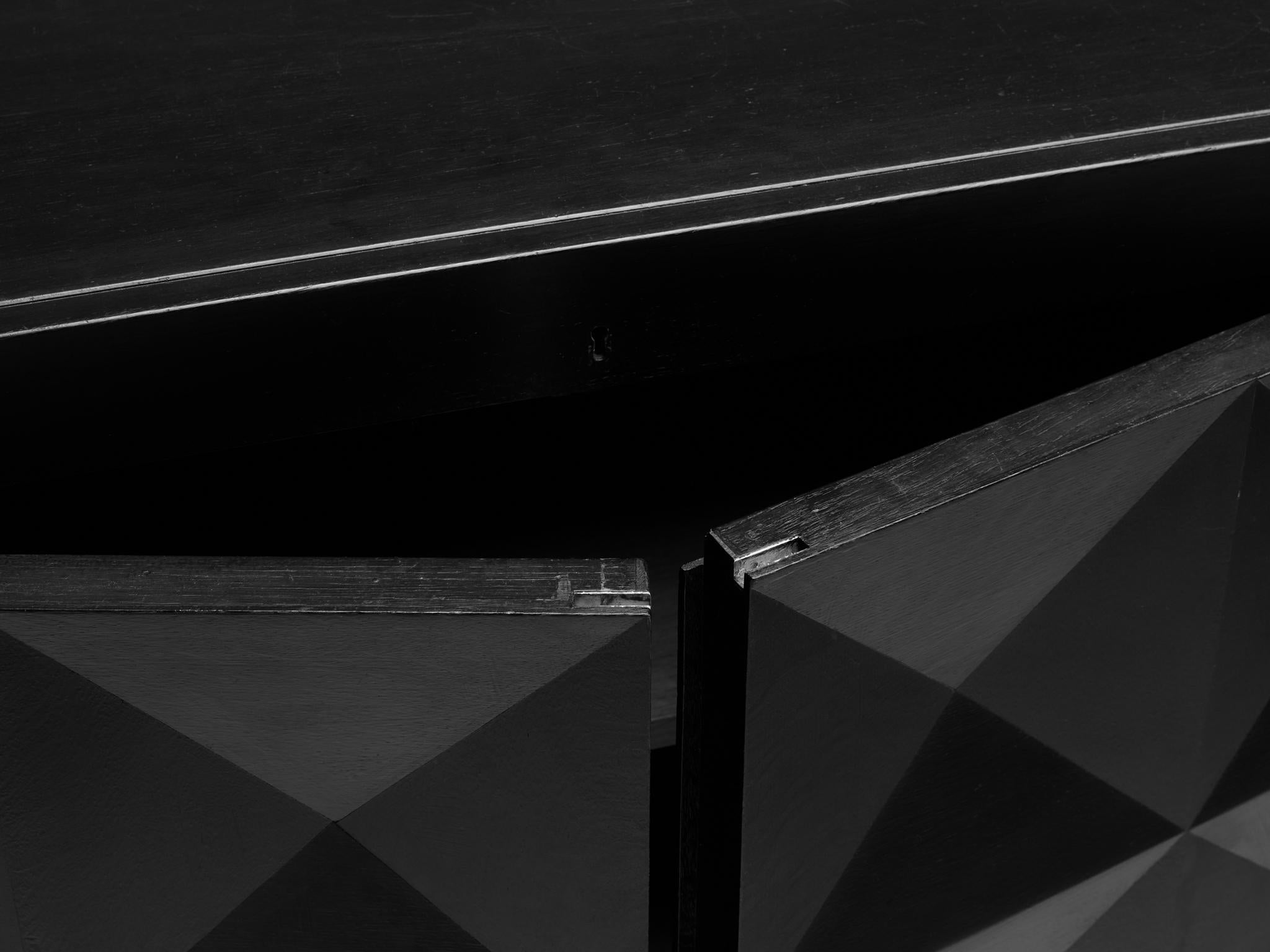 Belgian Brutalist Sideboard in Black Lacquered Oak For Sale 4