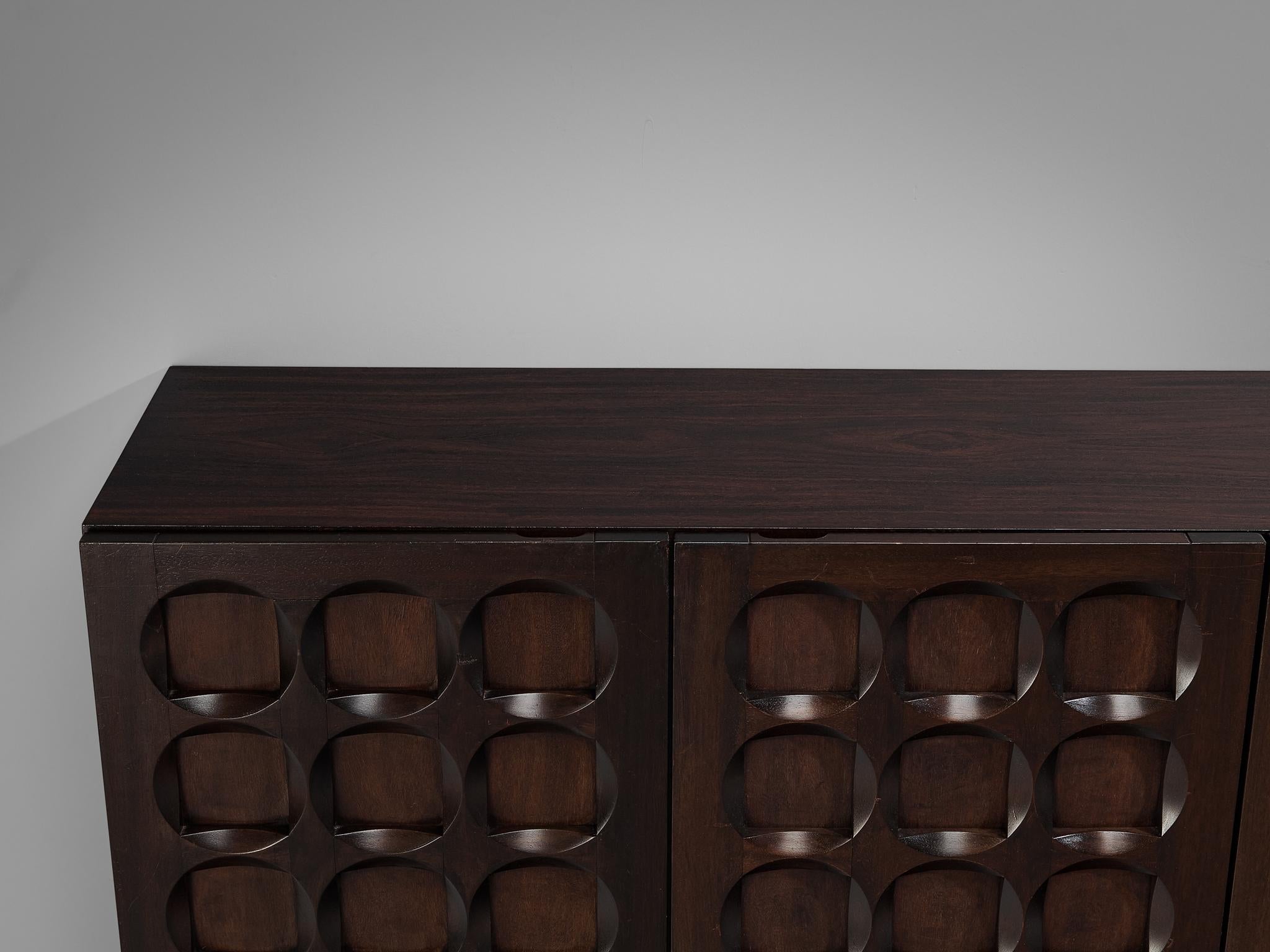 Belgian Brutalist Sideboard in Dark Stained Mahogany  For Sale 5