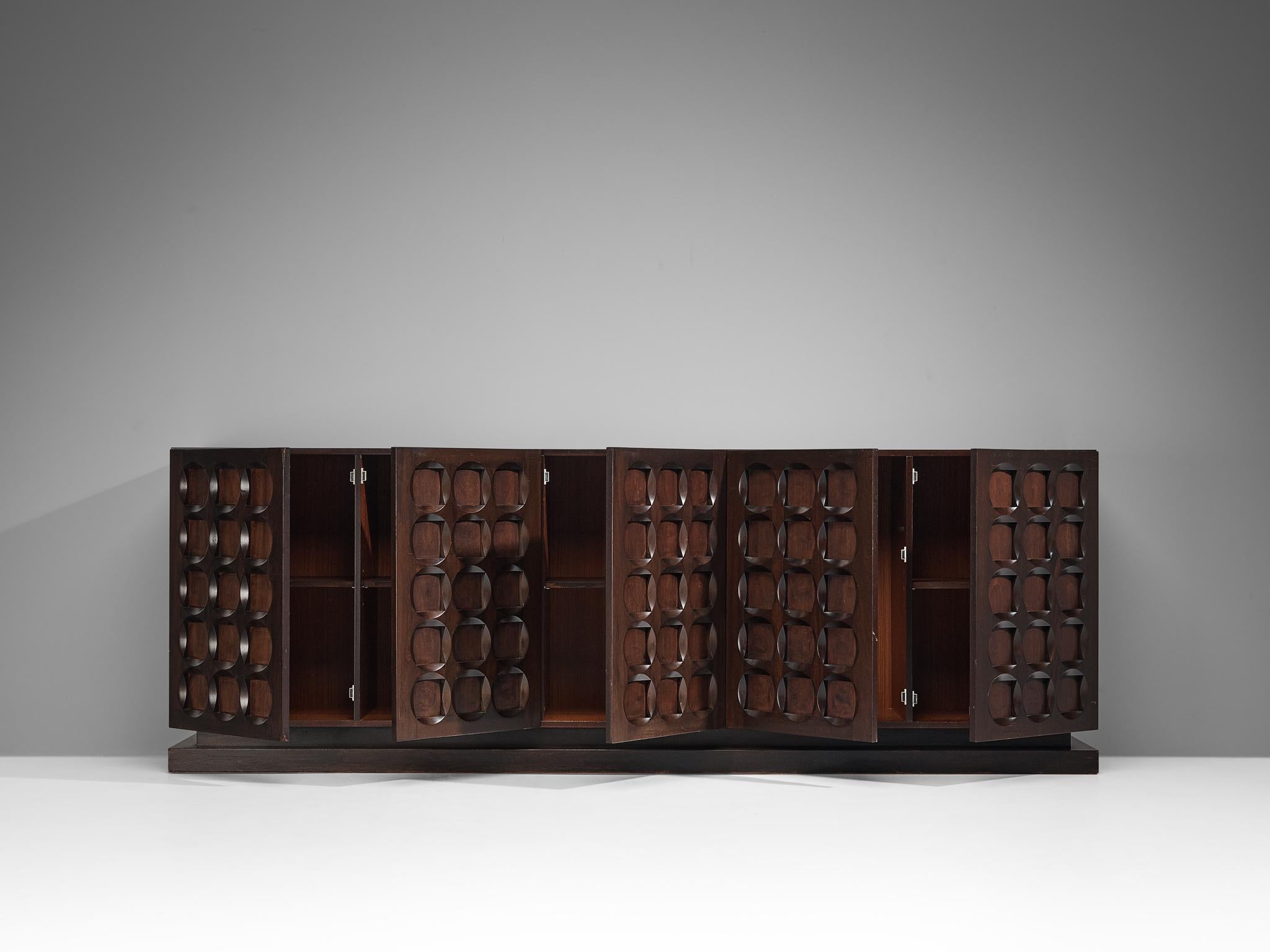 Belgian Brutalist Sideboard in Dark Stained Mahogany  For Sale 6