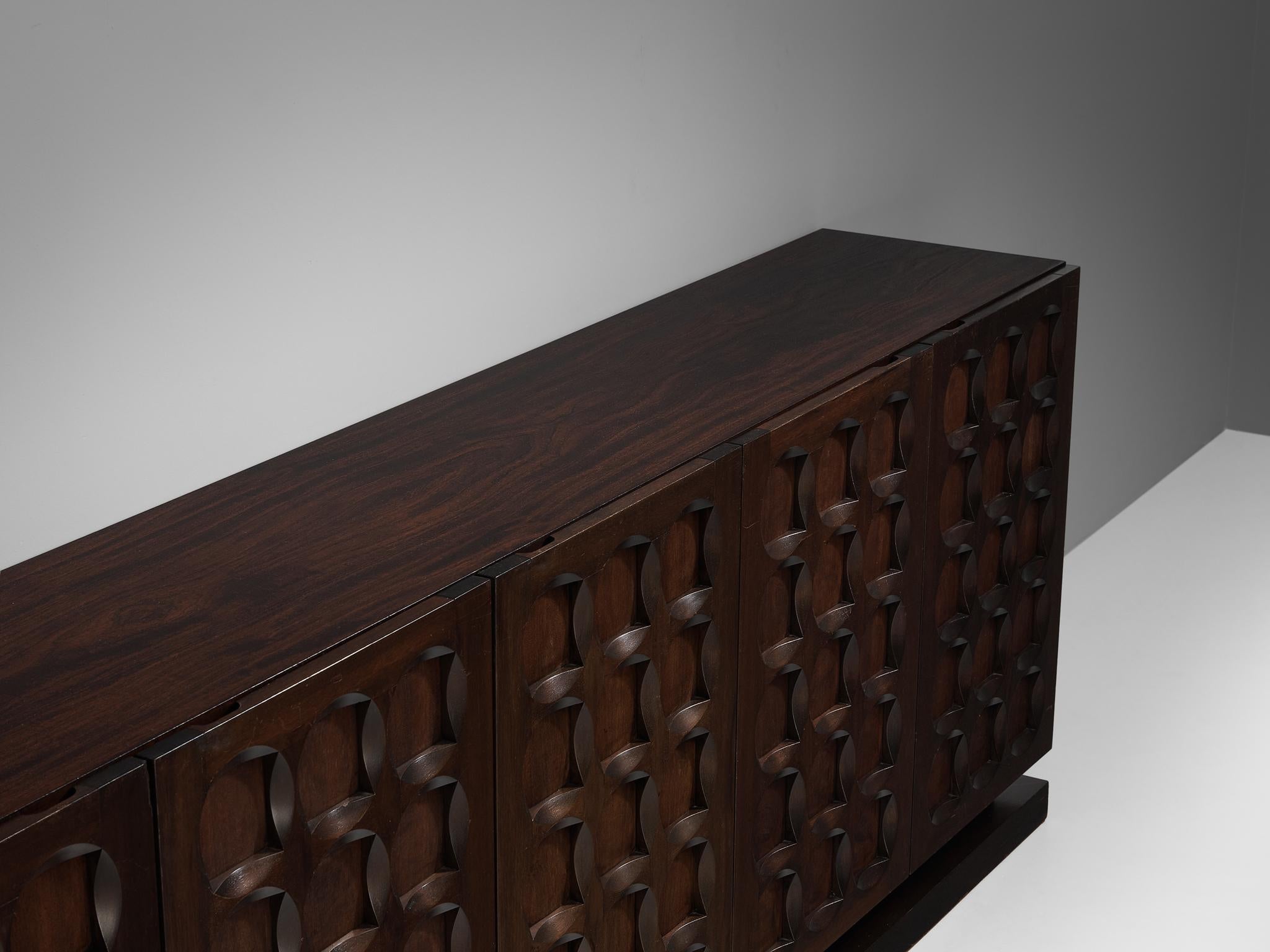 Belgian Brutalist Sideboard in Dark Stained Mahogany  For Sale 3