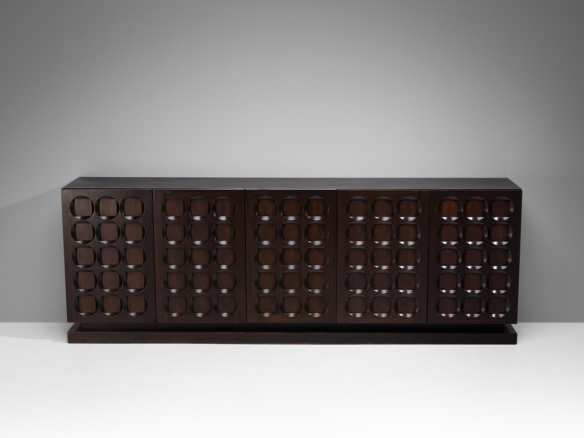 Belgian Brutalist Sideboard in Dark Stained Mahogany  For Sale 4