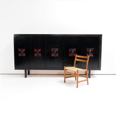 Belgian Brutalist Sideboard in Ebonised Oak, 1960s