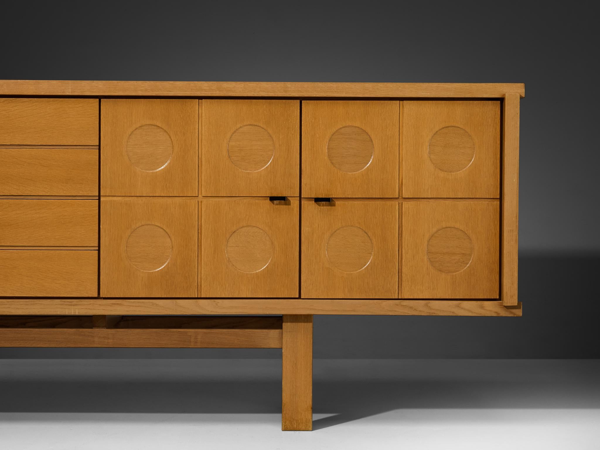 Late 20th Century Belgian Brutalist Sideboard in Oak For Sale