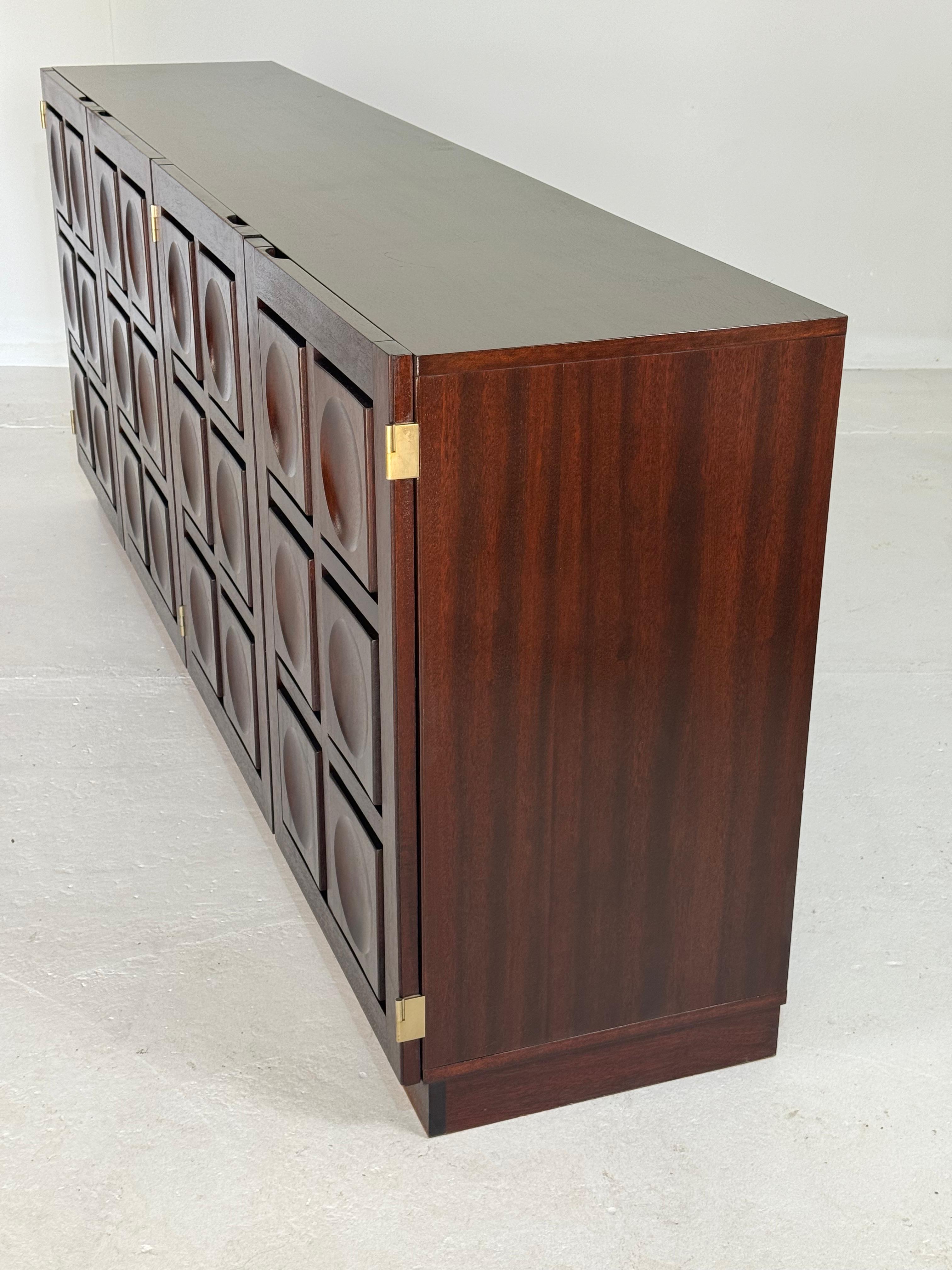 Belgian Brutalist Sideboard in Stained Mahogany For Sale 6