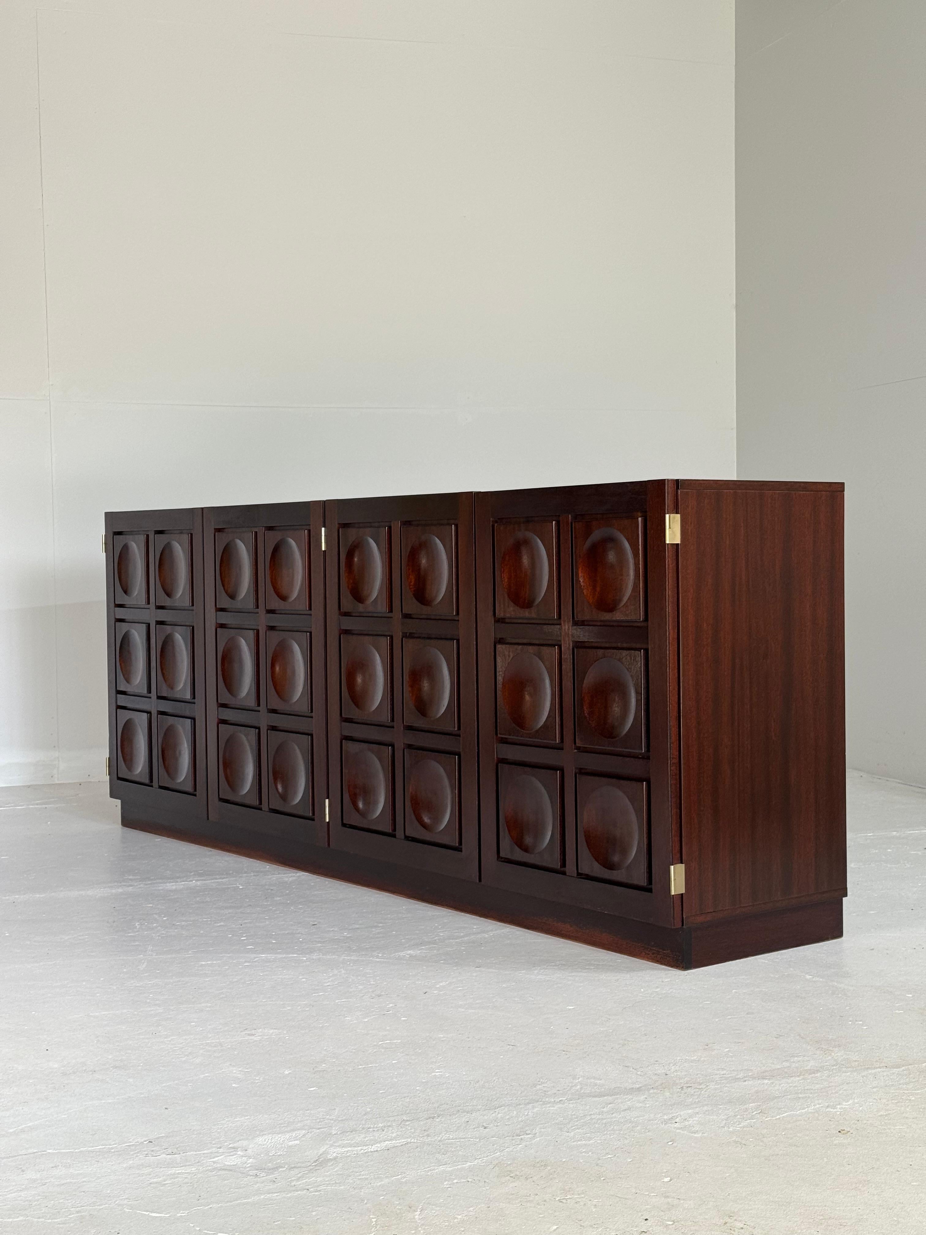 Belgian Brutalist Sideboard in Stained Mahogany For Sale 9