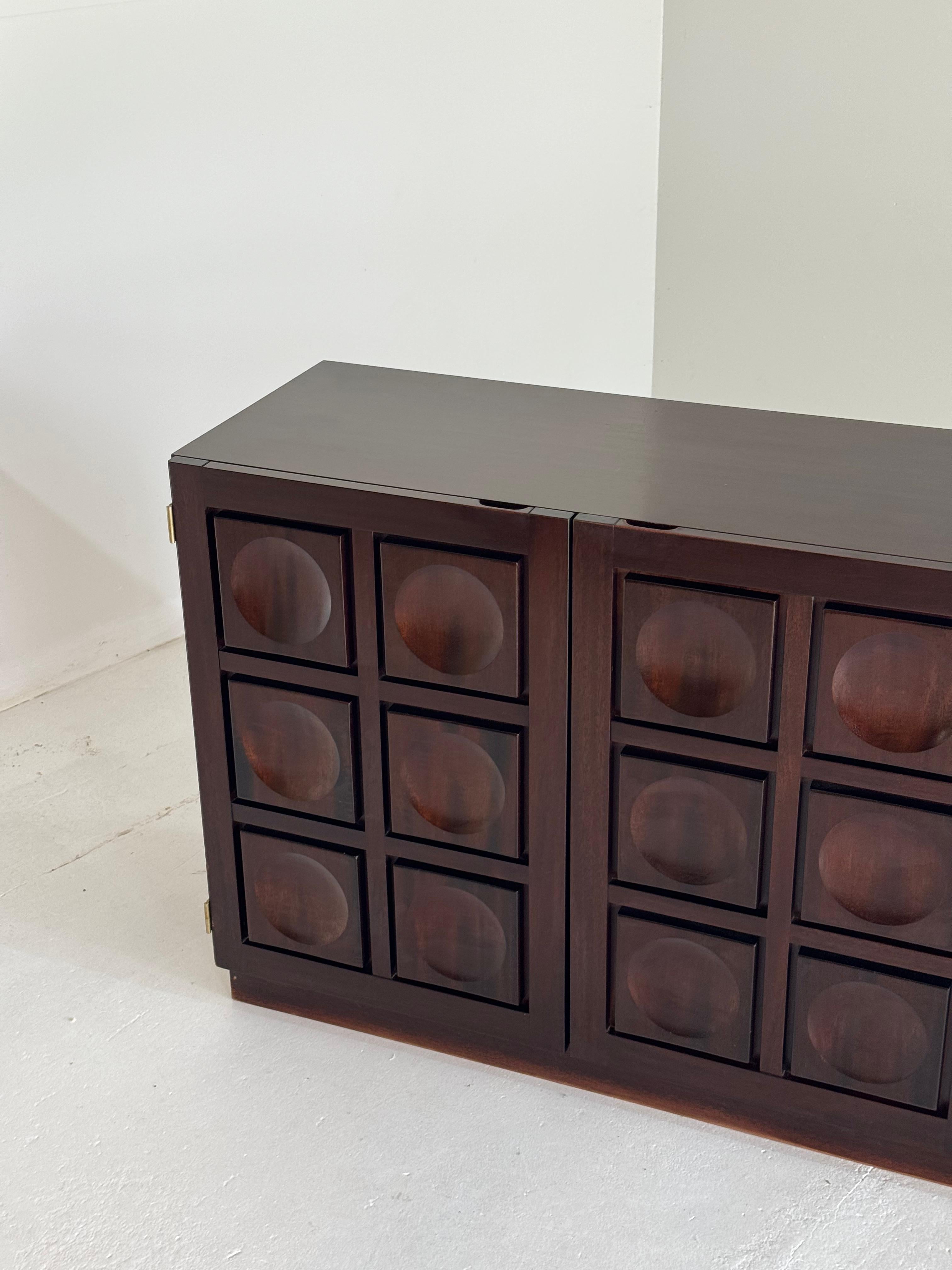 Belgian Brutalist Sideboard in Stained Mahogany For Sale 1