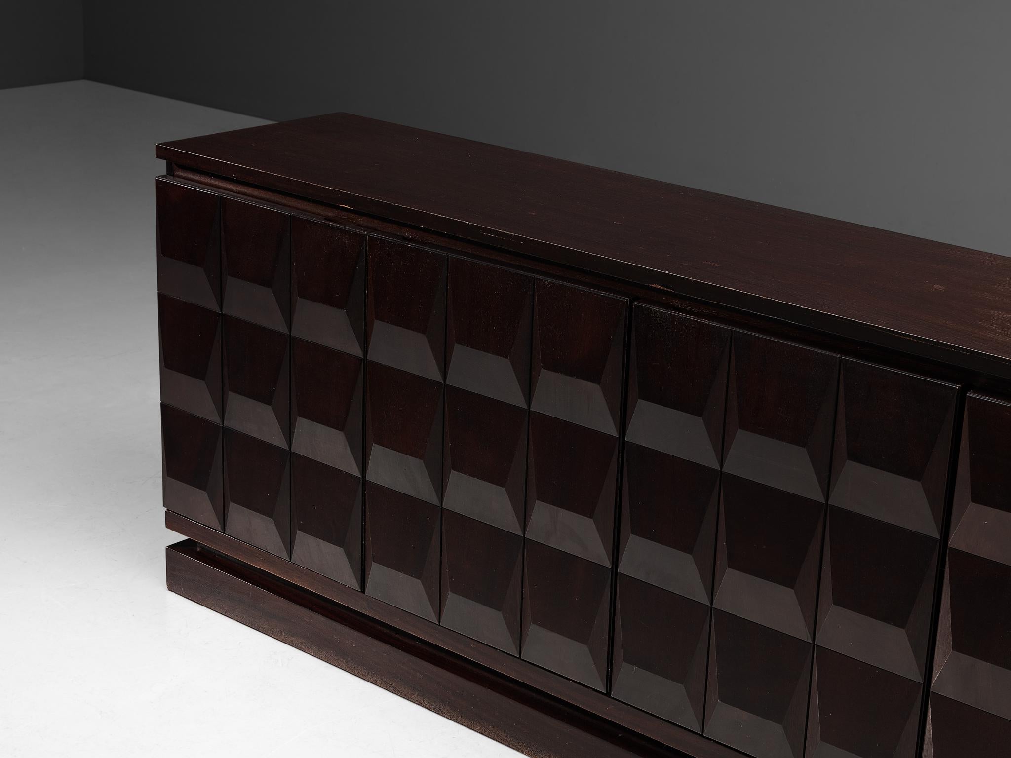 Belgian Brutalist Sideboard in Stained Mahogany 3