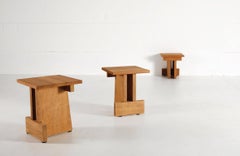 Belgian Brutalist Stool/NIghtstand in Solid Ayous Wood