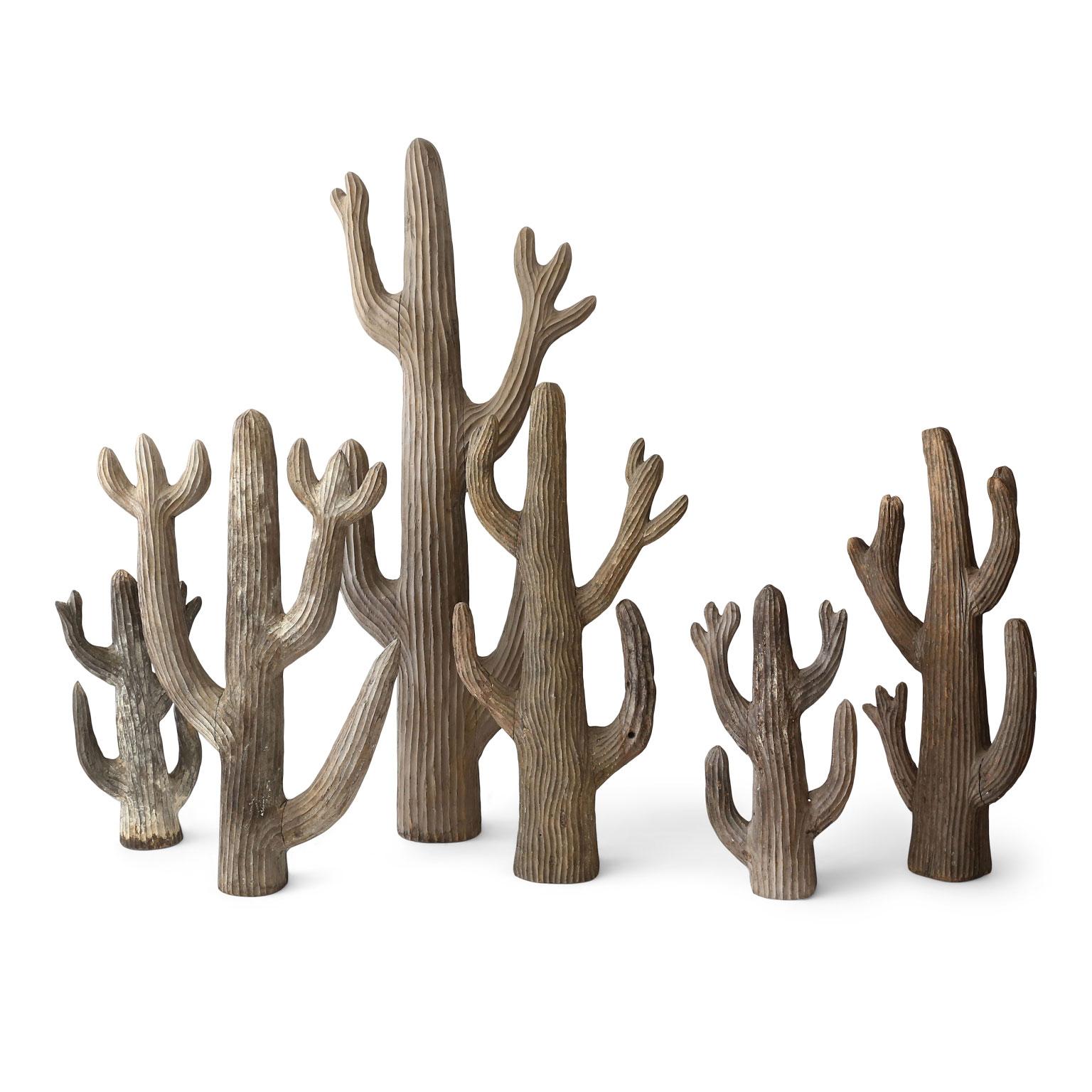 Wood Belgian Cactus Sculpture