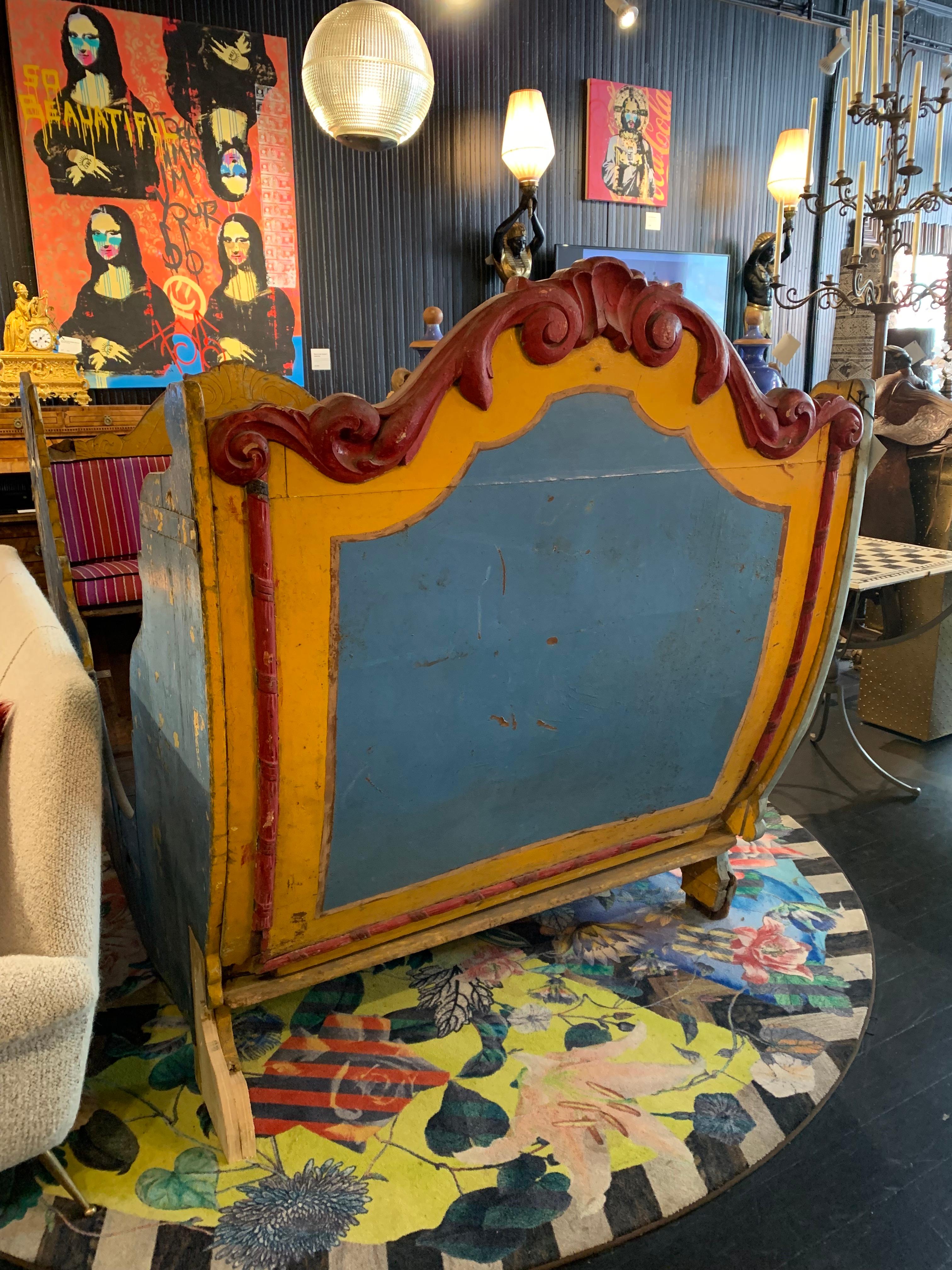Belgian Carousel Ride Folk Art Sleigh / Seat For Sale 6