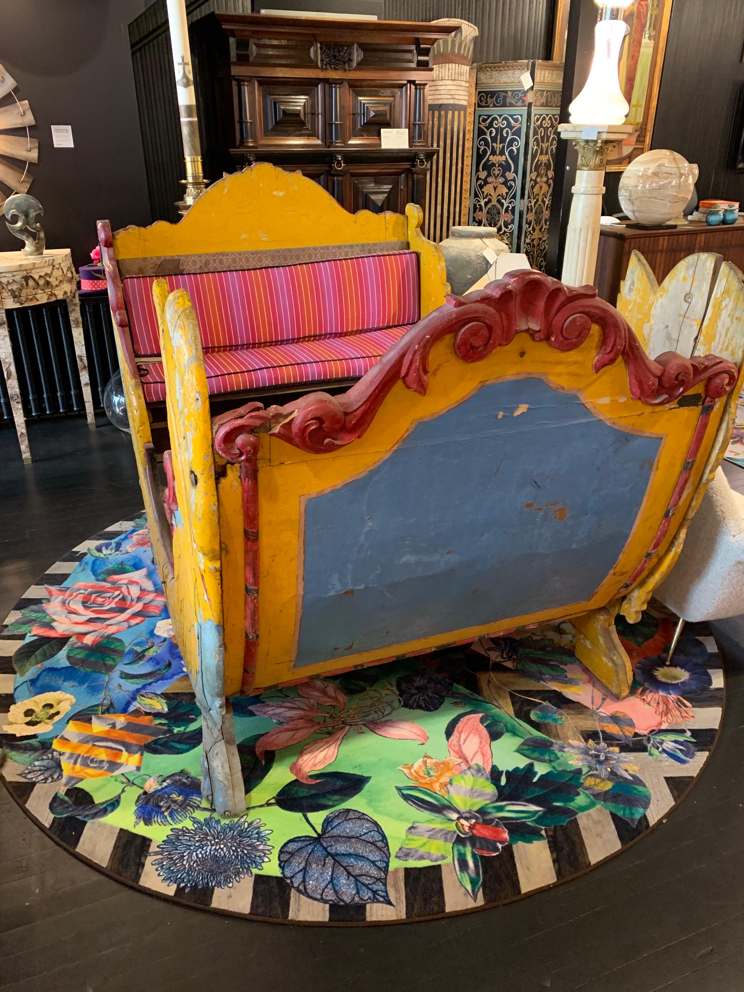 Belgian Carousel Ride Folk Art Sleigh / Seat For Sale 7