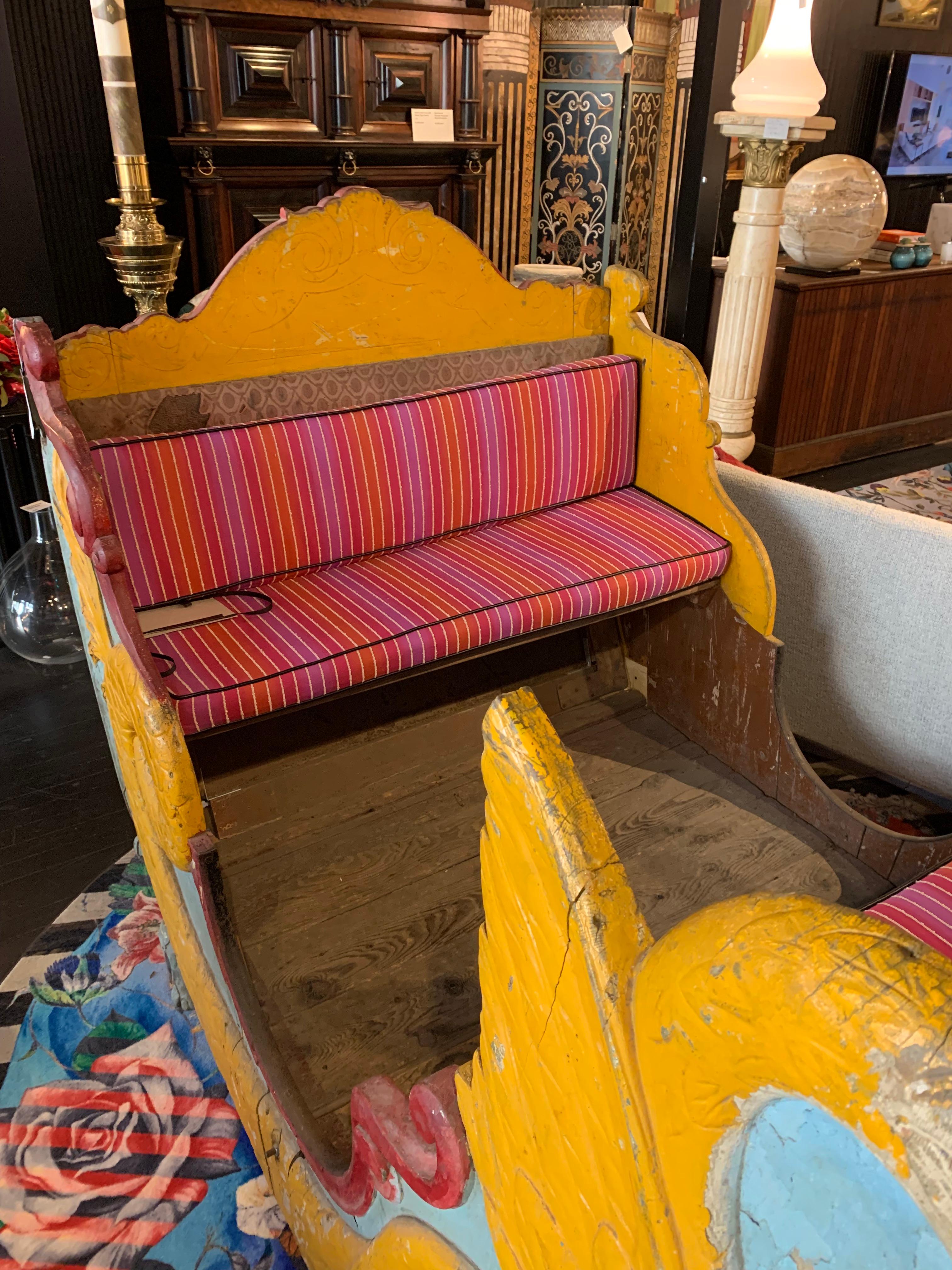 Belgian Carousel Ride Folk Art Sleigh / Seat For Sale 3