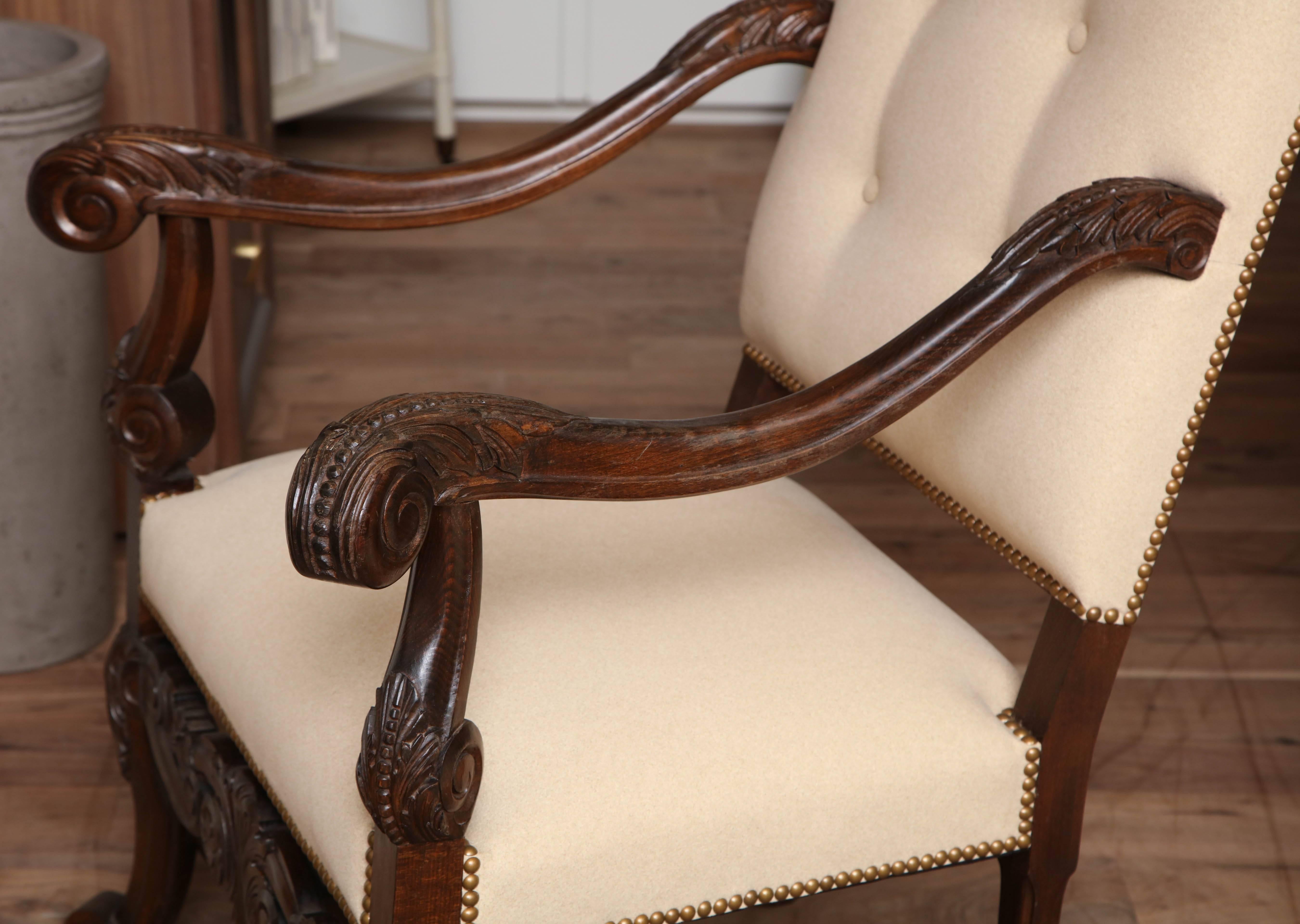 Belgian Carved Armchair For Sale 1