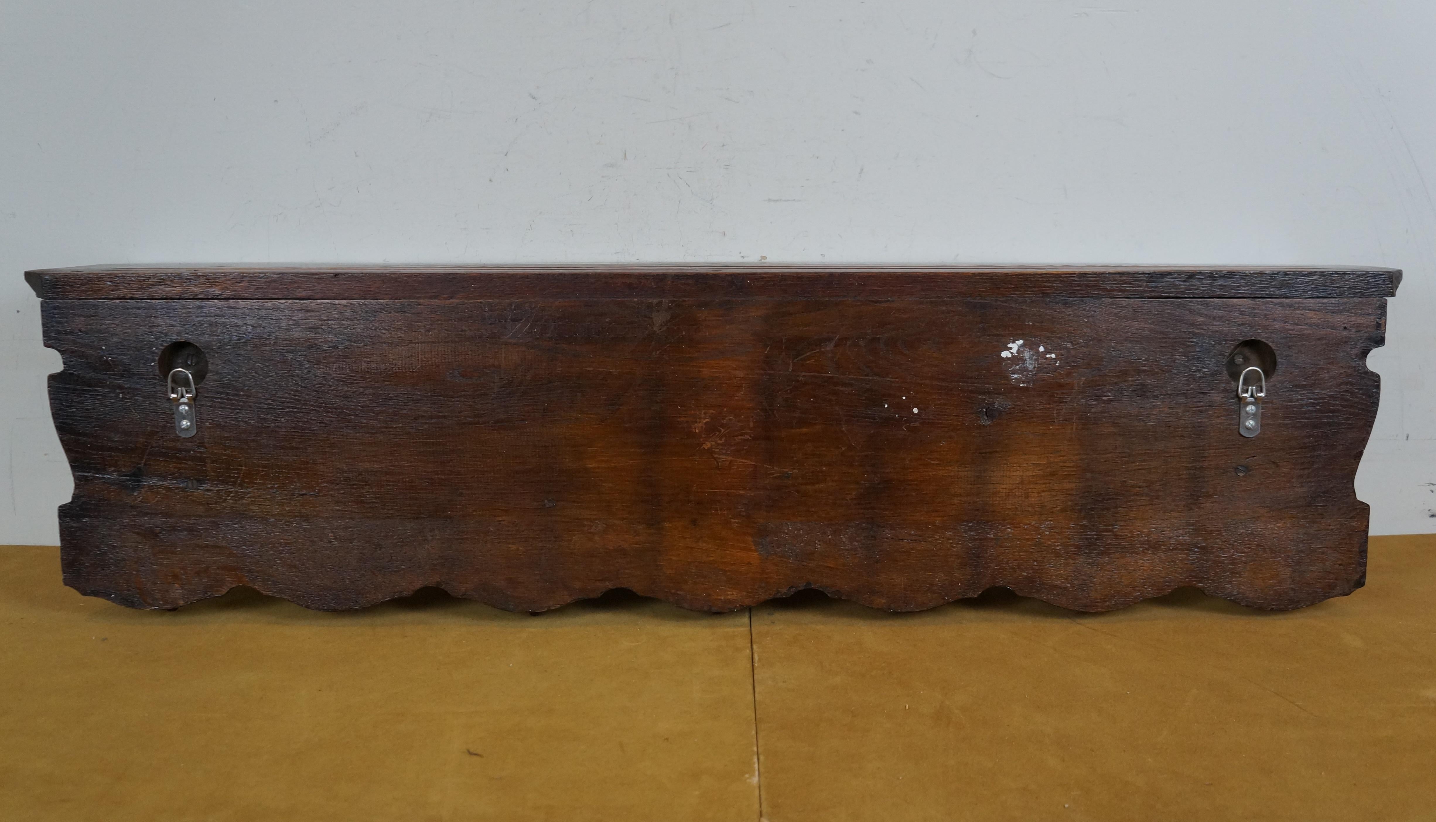 Appendiabiti da parete in Oak Oak intagliato belga, scaffale per cappotti e appendiabiti 43