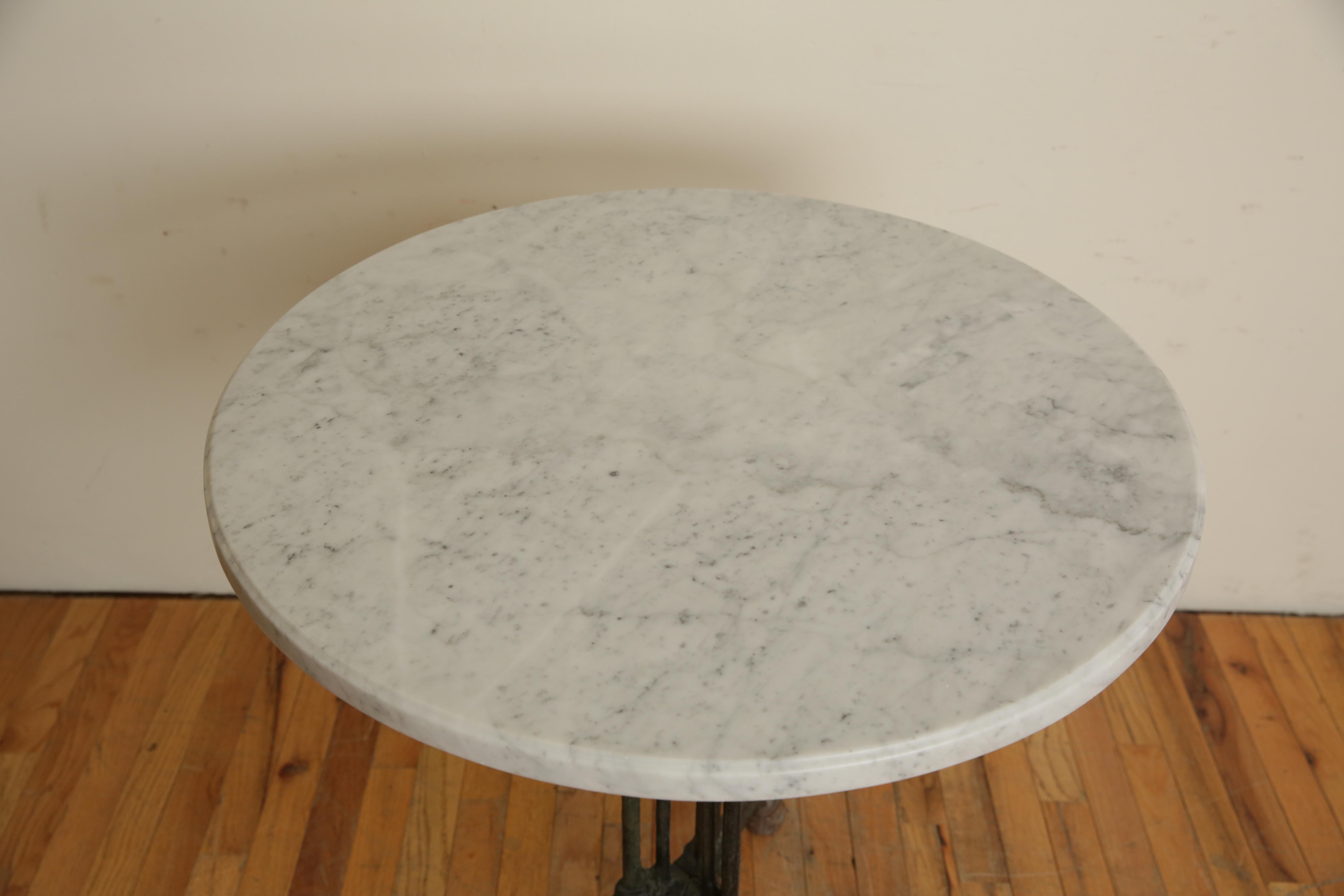 20th Century Belgian Cast Iron and Marble Top Garden/Bistro Table, 1st quarter 20th century