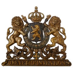 Belgian Cast Iron Heraldic Coat of Arms Shield