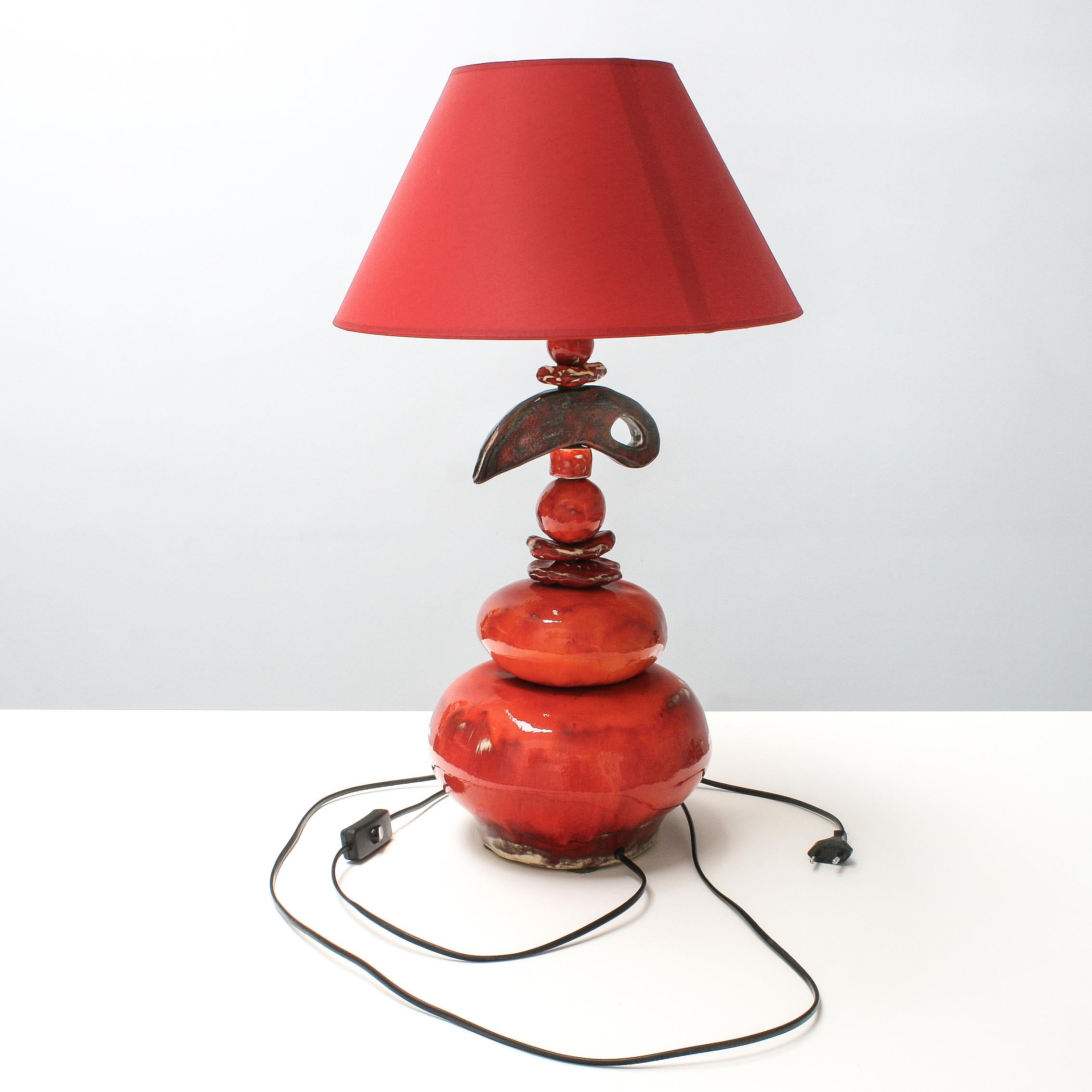 Belgian Ceramic Art Stacking Table Lamps by Greta Beuckelaere, Set of 2 In Excellent Condition For Sale In Izegem, VWV