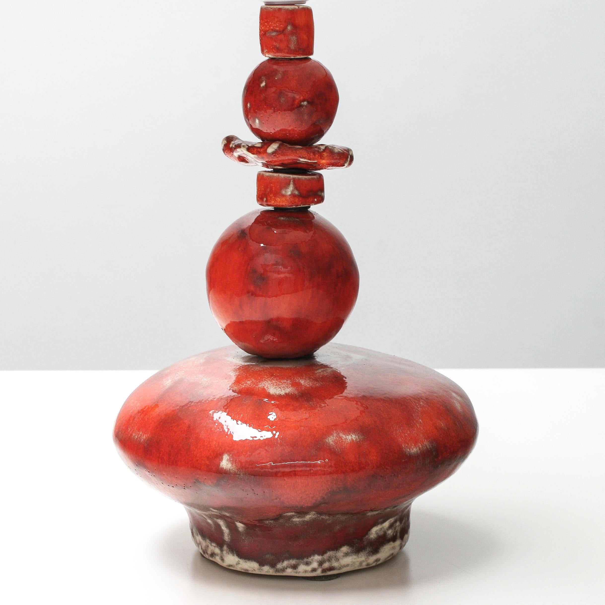 Belgian Ceramic Art Stacking Table Lamps by Greta Beuckelaere, Set of 2 For Sale 2