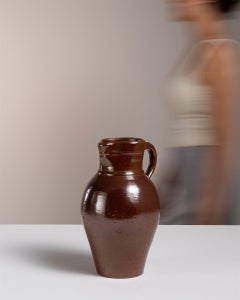 Belgian Ceramic Jar, Dark Reddish-Brown Glaze, Studio Pottery, 1960s