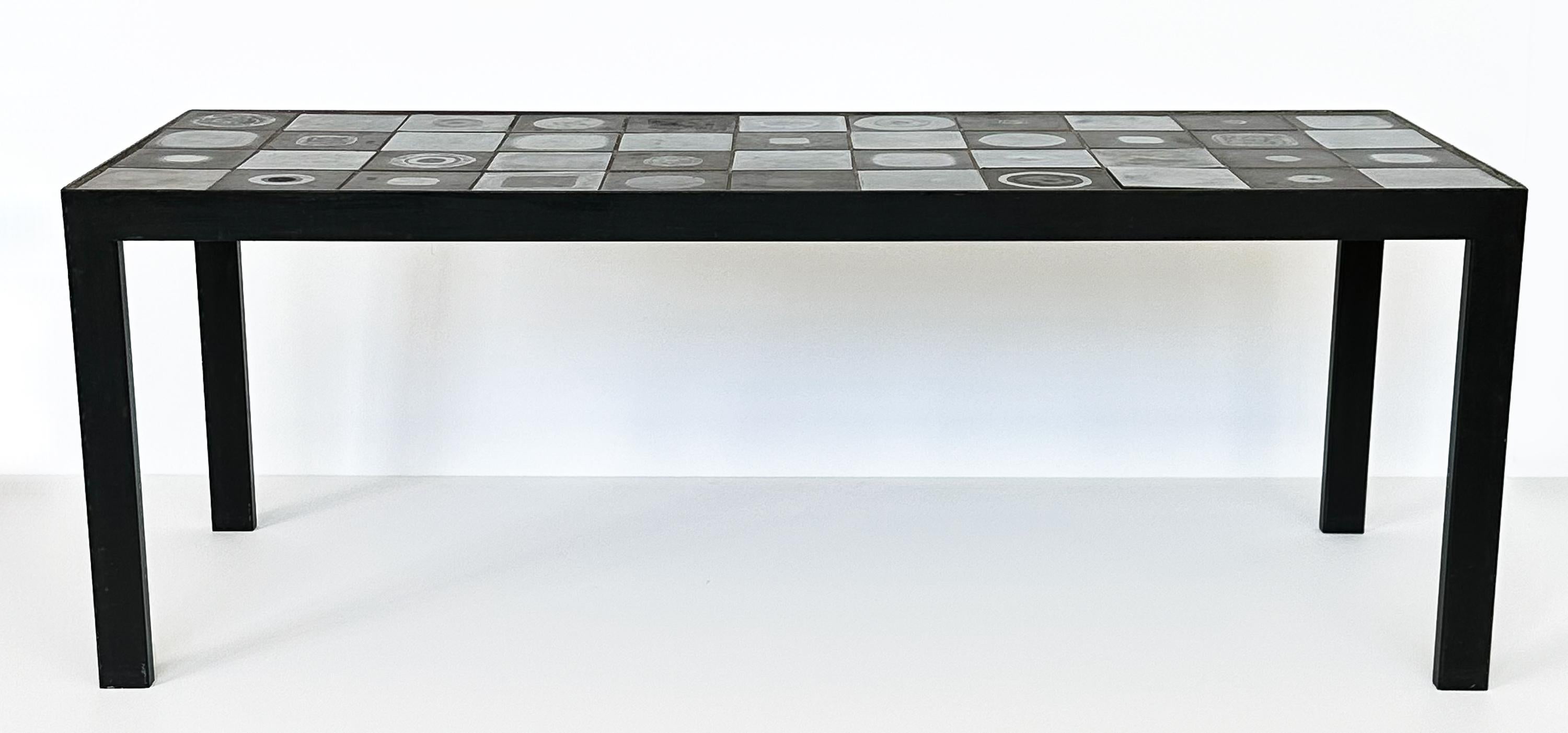 Mid-20th Century Belgian Ceramic Tile Top Coffee Table