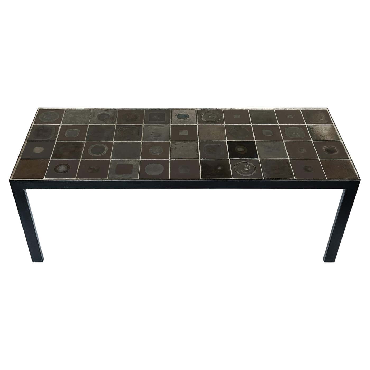 Belgian Ceramic Tile Top Coffee Table at 1stDibs