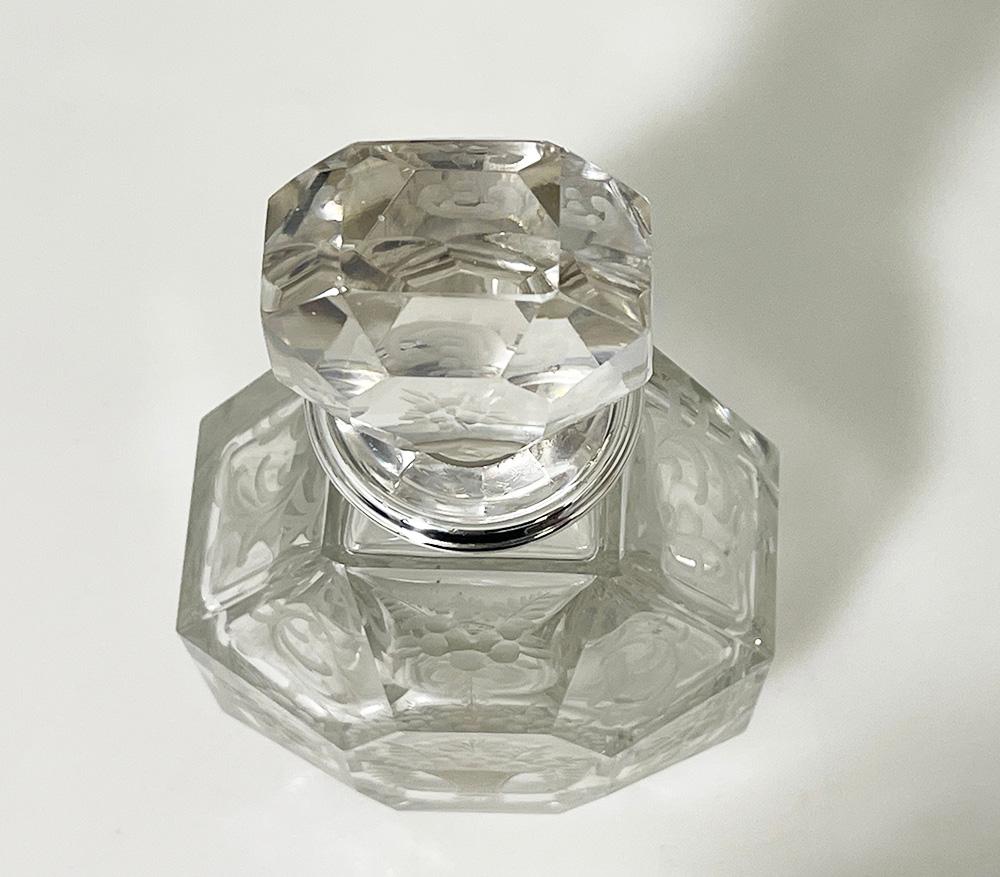 Belgian clear crystal cut carafe with silver by Altenloh, 1880-1890 For Sale 5